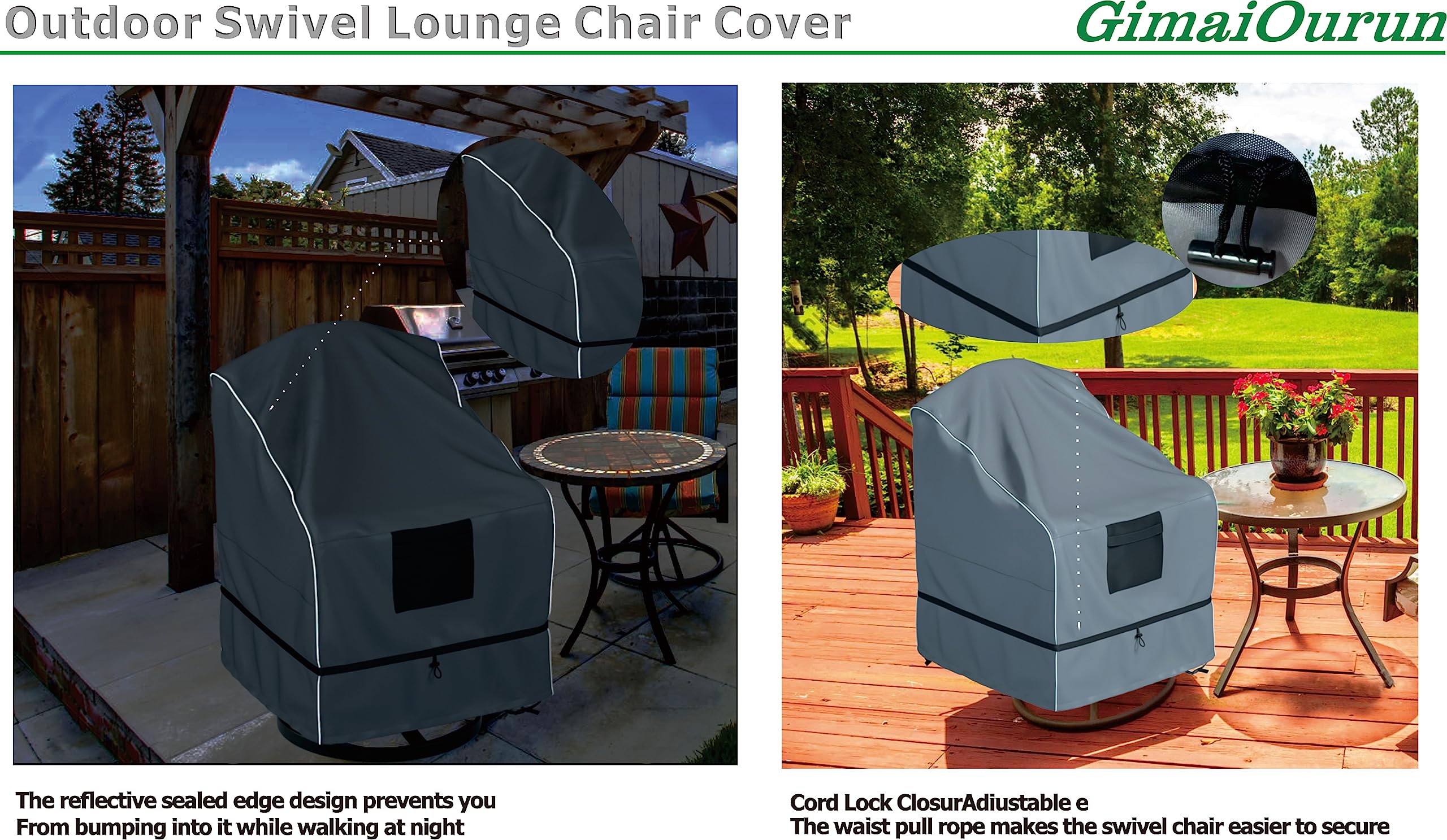 4 Pack Waterproof Heavy Duty Outdoor Swivel Lounge Chair Covers - 29