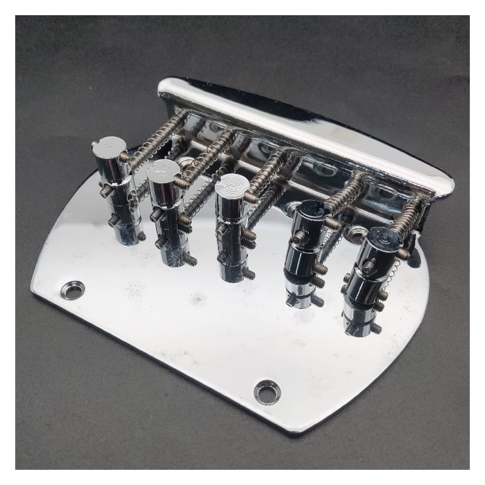 5-String Curved Bass Bridge - Heavy Duty Chrome Electric Bass Guitar Bridge for Enhanced Tone & Sustain | Perfect for Rock, Metal & Studio Recording