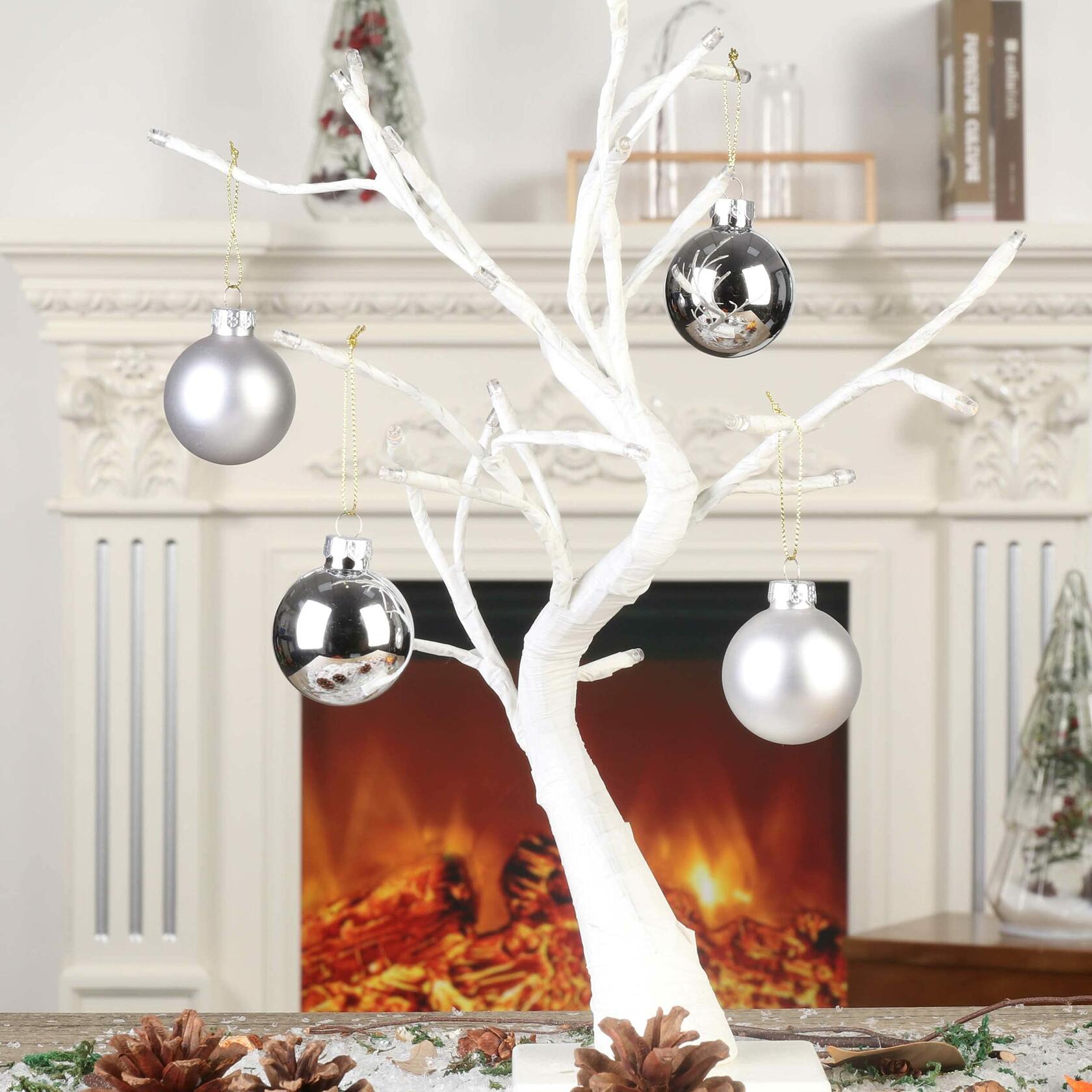 18PCS 1.8inch (45mm) Silver Glass Christmas Ball Ornaments - Holiday Tree Decorations for Xmas, Party & Home Decor