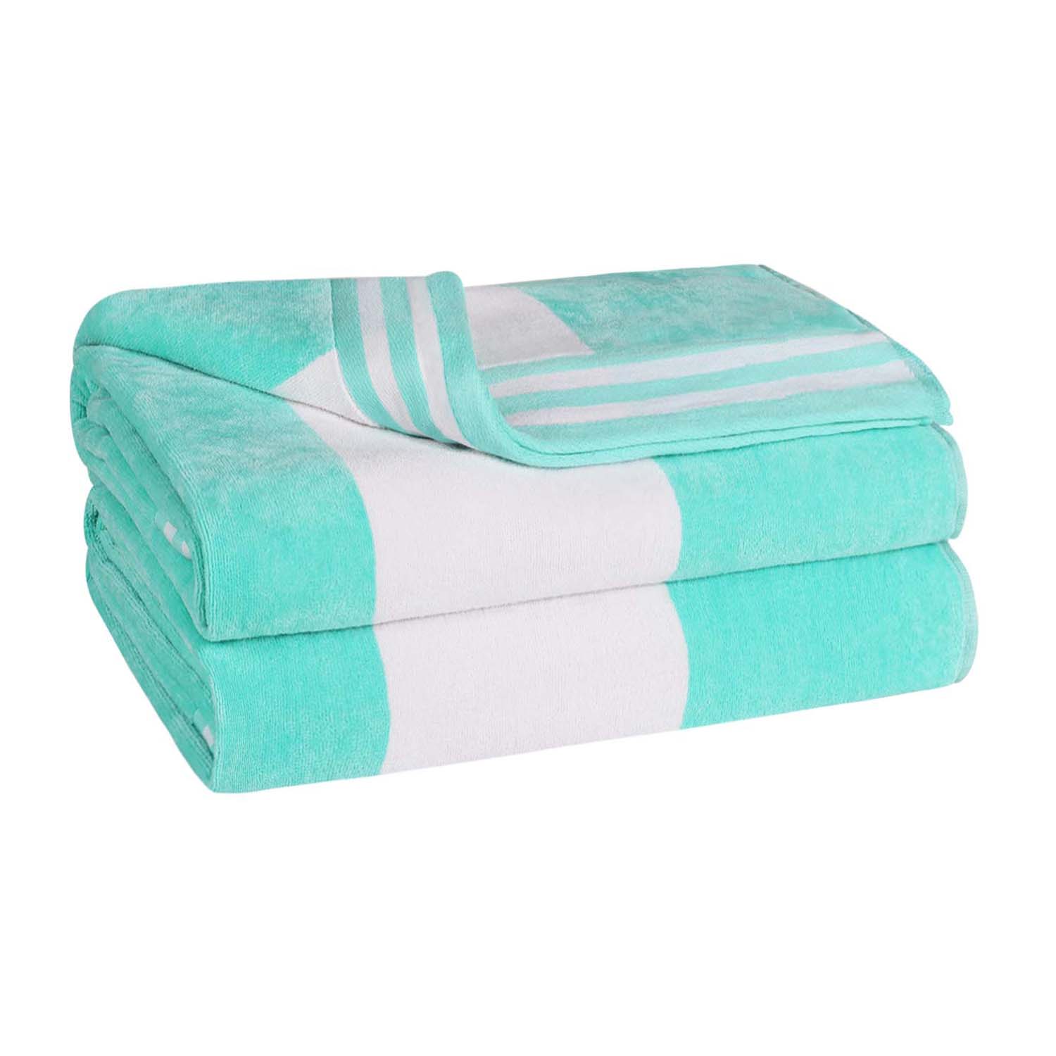 Premium Cabana Stripe Oversized Cotton Beach Towel Set of 2, 4, or 6 - Soft, Absorbent & Quick-Drying for Pool, Beach, Vacation & Spa Use