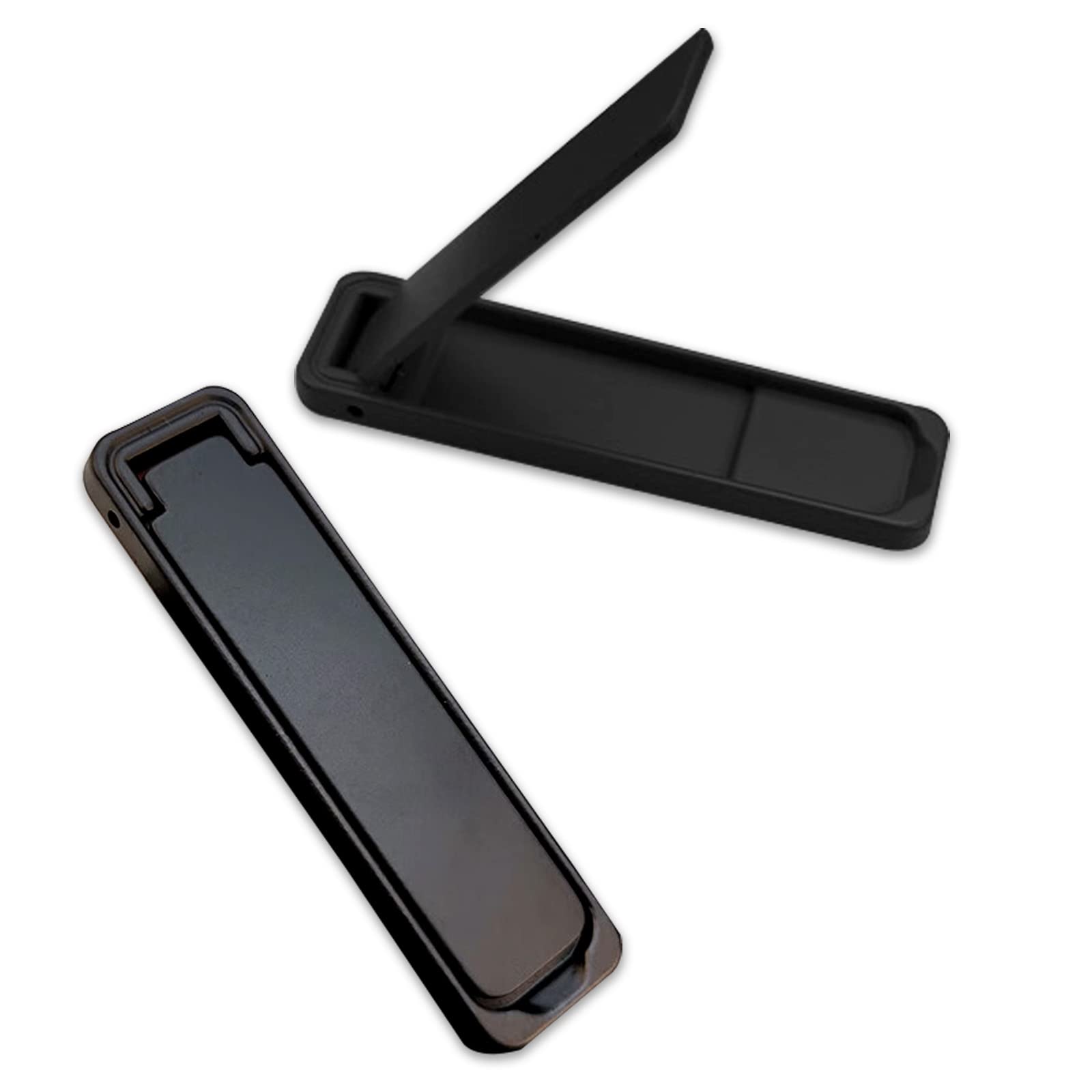 2 Pack Mini Phone Kickstand - Black Baking Paint Folding Invisible Metal Phone Stand Holder for Desk | Portable Cell Phone Stand for Watching Videos, Gaming & Video Calls