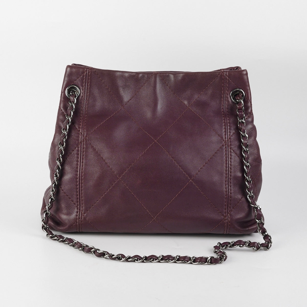 Chanel Quilted Leather Tote Bag for Women - Dark Burgundy/Purple Crossbody Handbag - Luxury Designer Purse for Work, Travel & Everyday Use