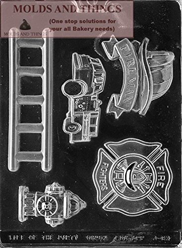 Fireman's Hat & Badge Chocolate Candy Mold Set with 3D Fire Truck Design - Professional Firefighter Kit for Baking, DIY Candy Making, Birthday Parties & Themed Events