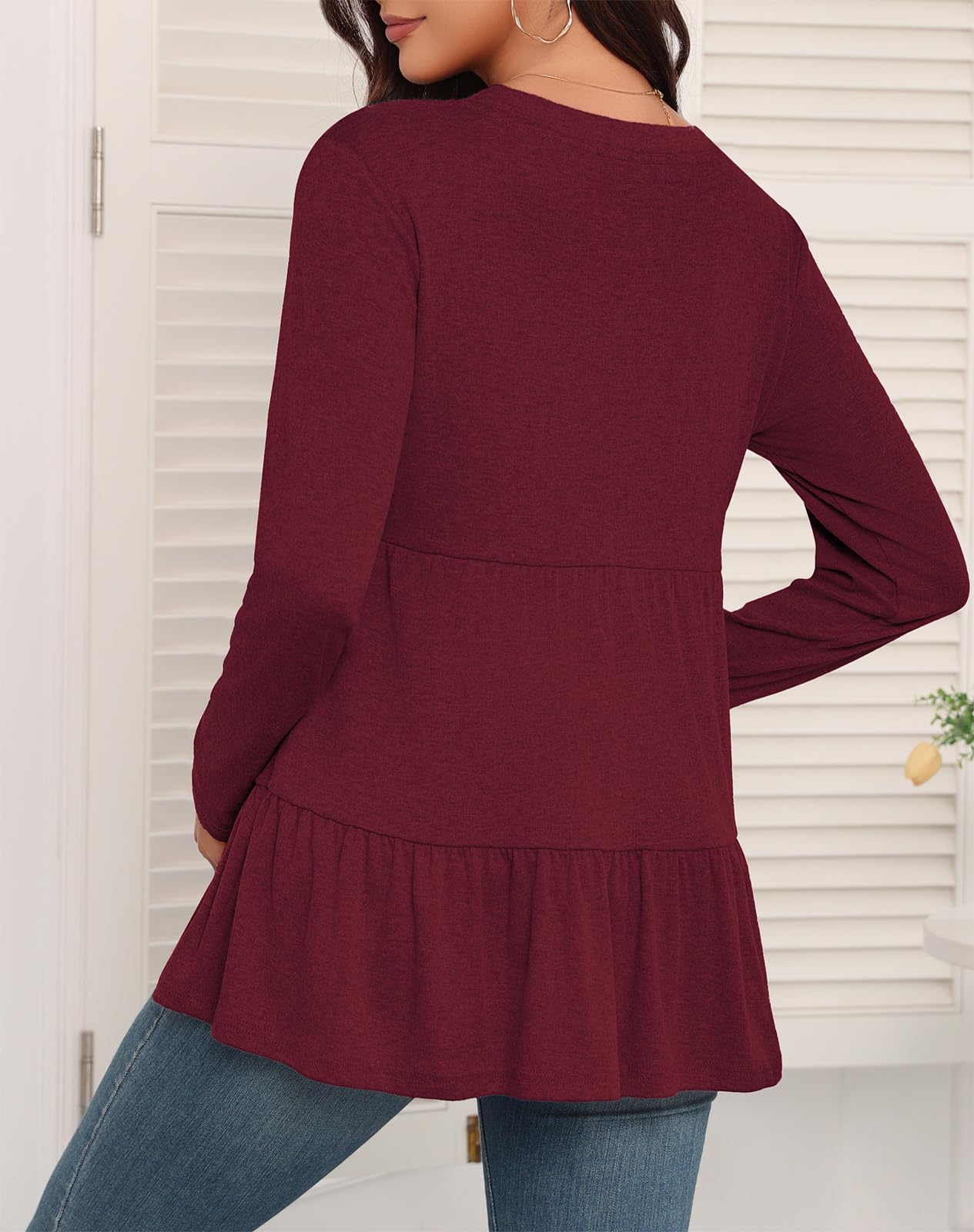 Xpenyo Women's Maternity Tops - Long Sleeve Pregnancy Shirts, Casual Tunic Blouse with Crew Neck, Fall 2024 Fashion for Expecting Moms - Perfect for Work, Dates & Everyday Comfort