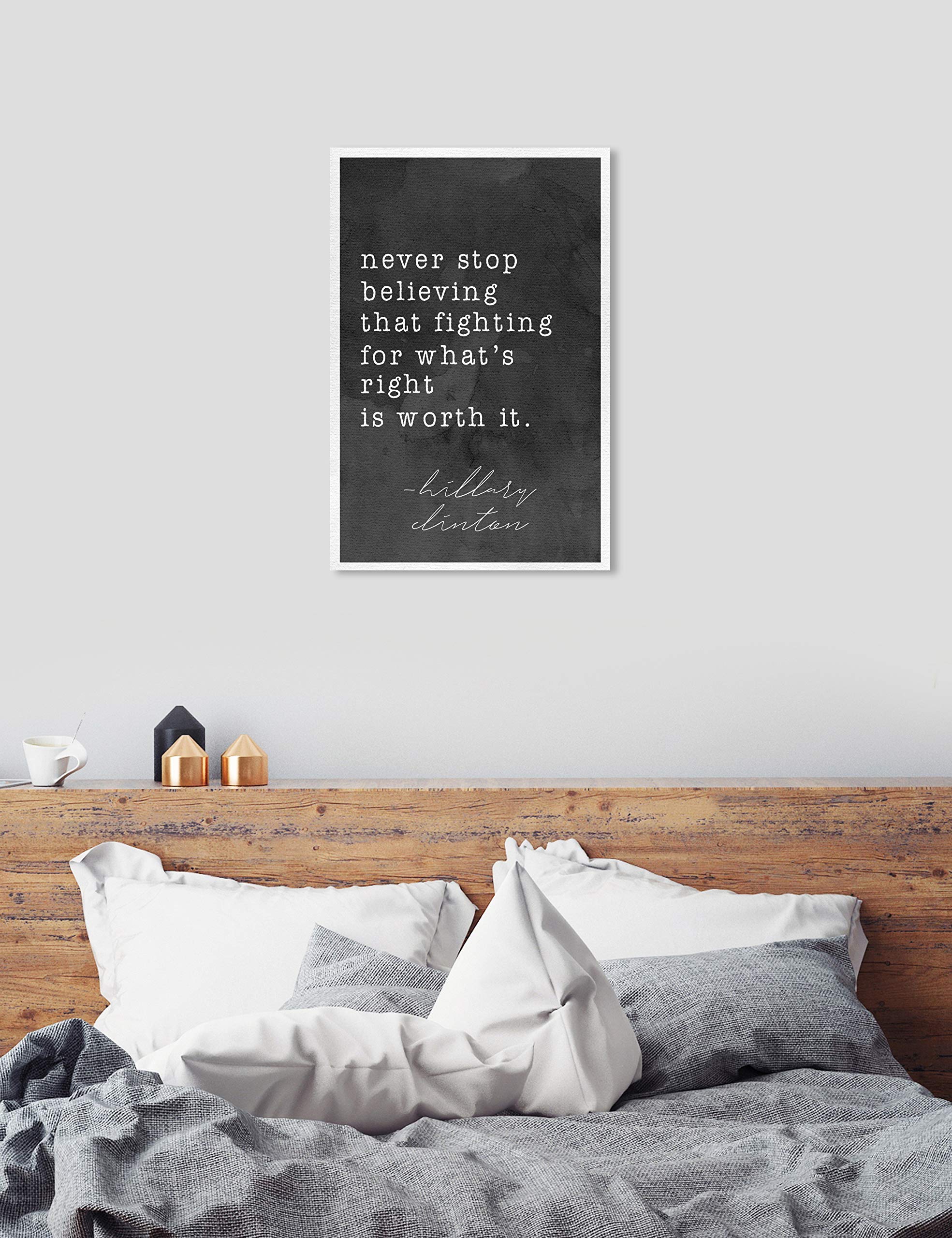 Oliver Gal Artist Co. 'Never Stop Believing' Inspirational Wall Art Canvas Print - 30x45 Inches Black & White Home Decor - Perfect for Living Room, Bedroom & Office Decorations