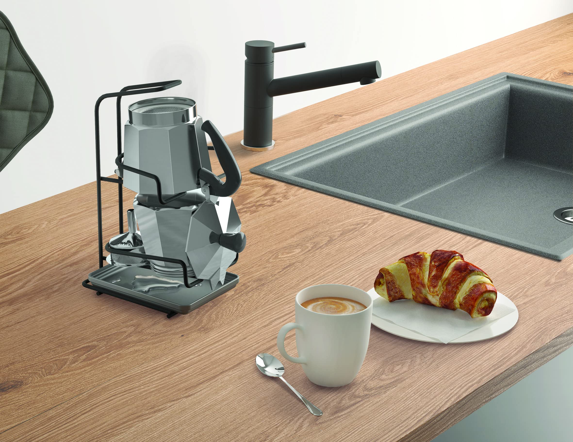 Moka-Station 6-Cup Stovetop Espresso Coffee Maker with Drip Tray - Perfect for Home, Office & Camping Use