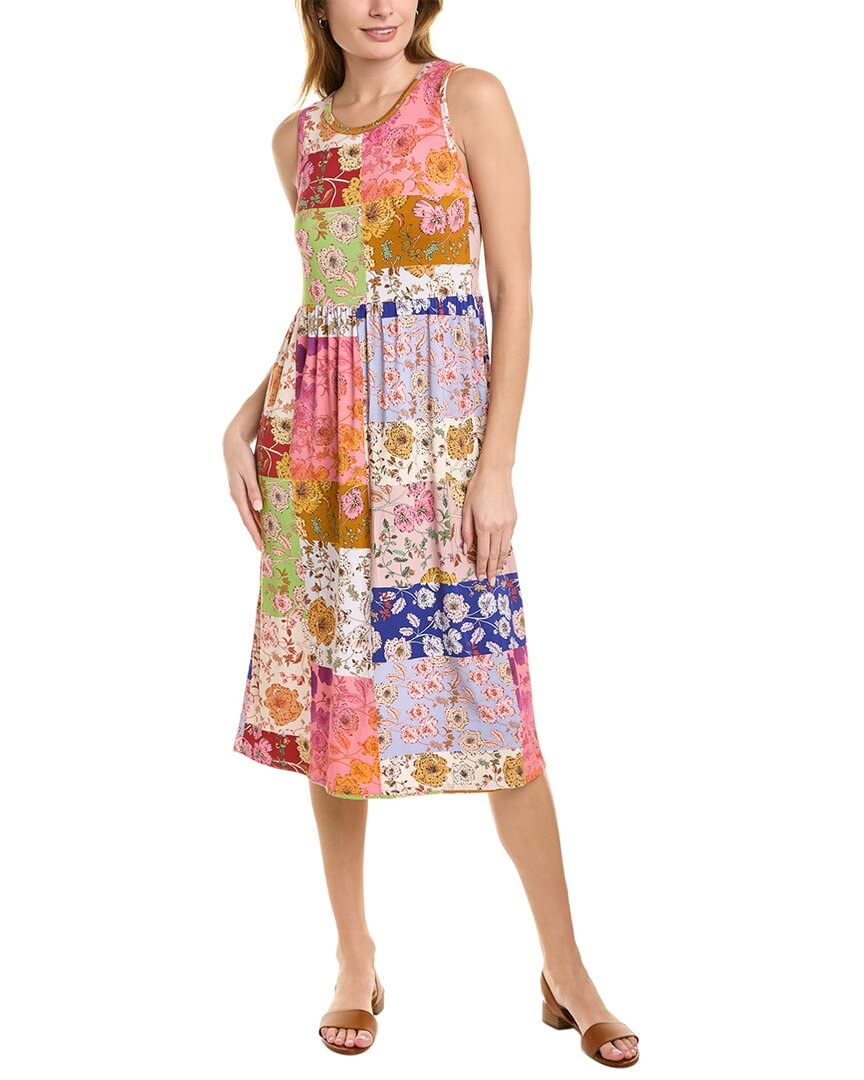 Johnny Was Women's Sleeveless Tiered Tea Length Dress - Boho Floral Maxi Dress for Summer, Beach, Weddings & Special Occasions