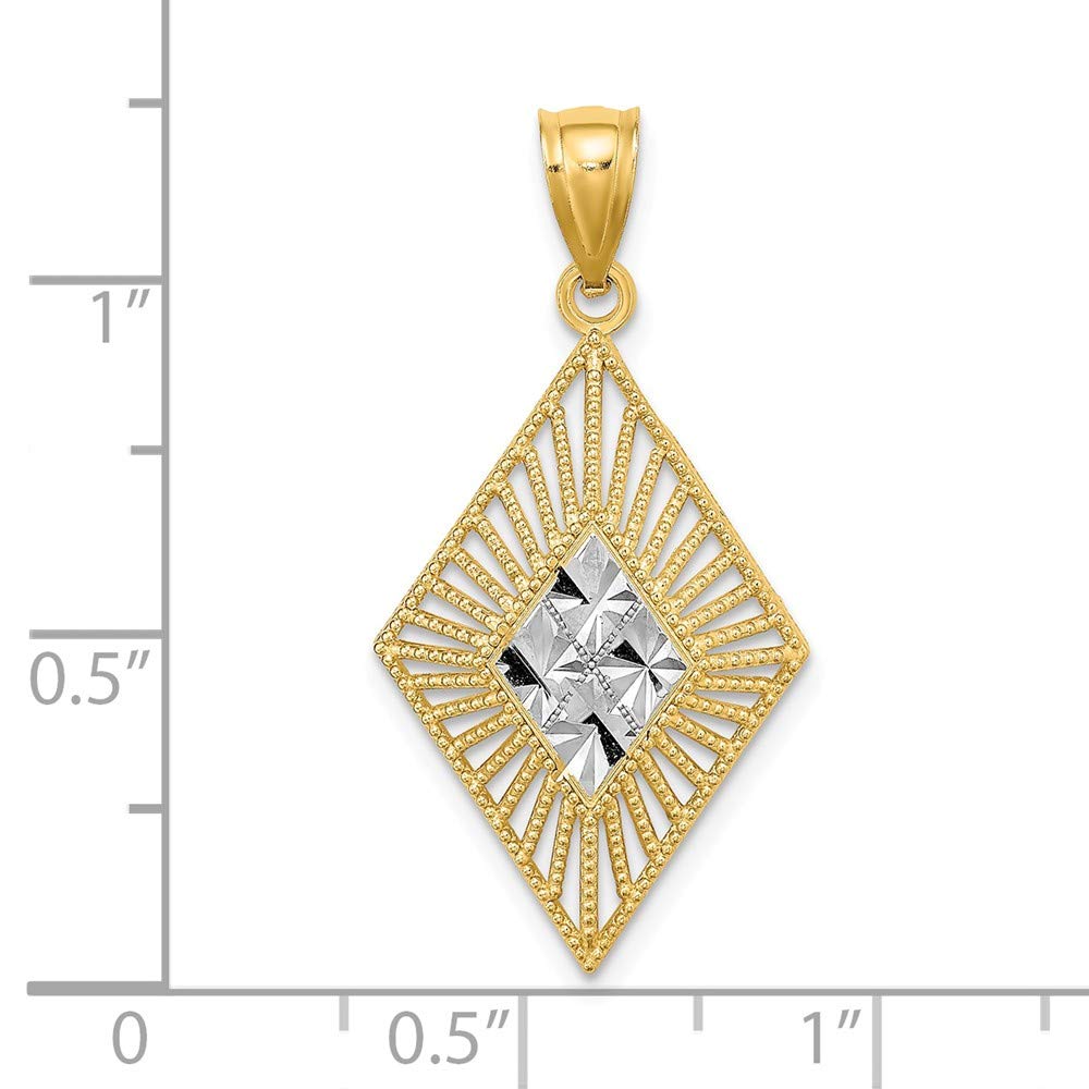 14K Two-Tone Gold Diamond-Cut Marquee Pendant Necklace - White & Yellow Gold (0.93
