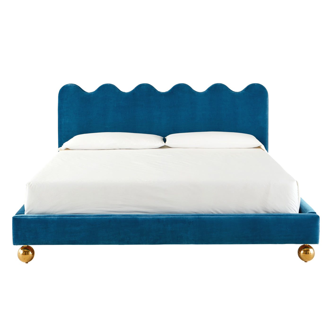 Ripple King Size Bed Frame - Modern Platform Bed with Sturdy Wooden Slats for Bedroom, Guest Room & Master Suite