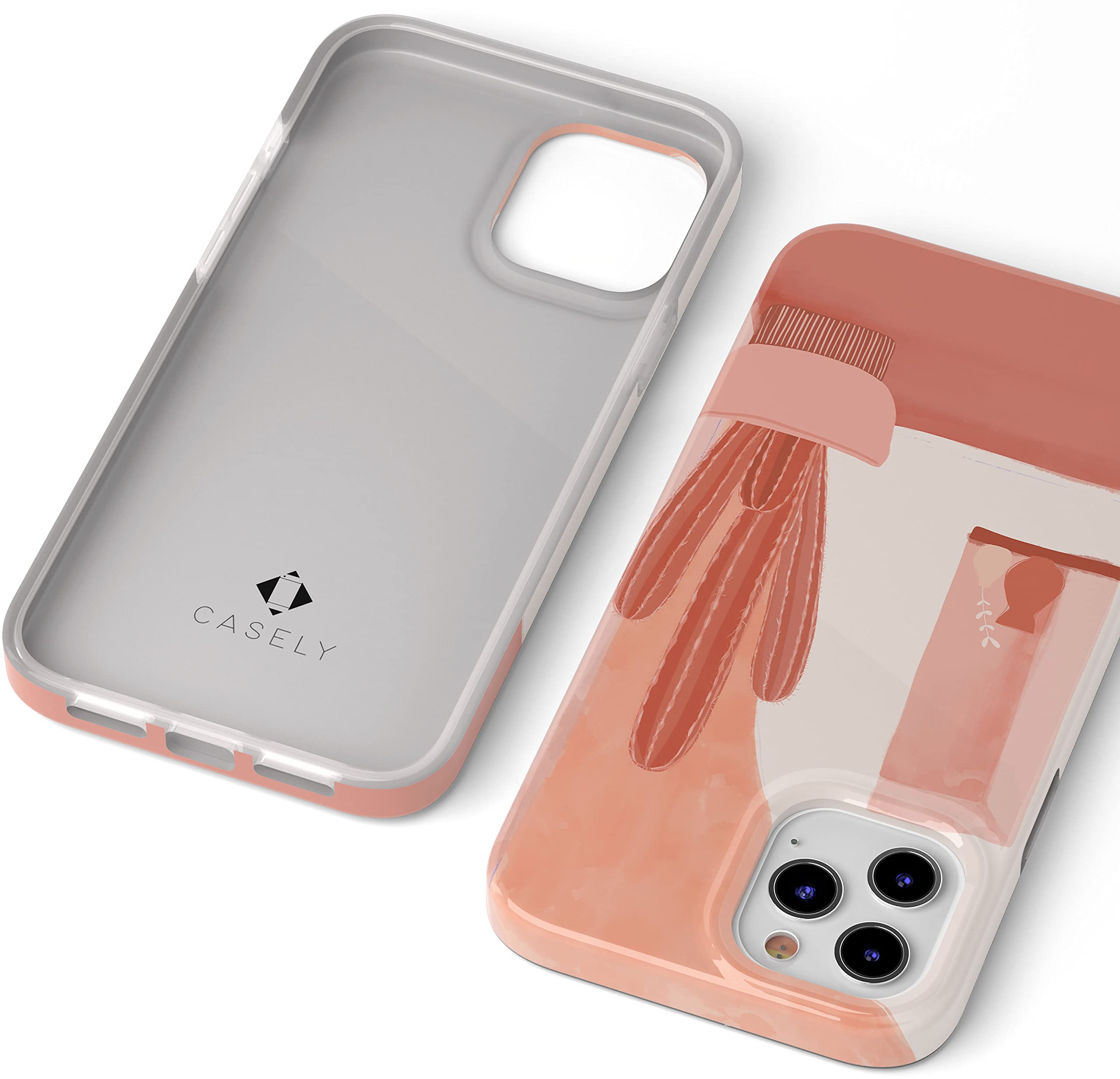 Casely iPhone 12 Pro Max Case - Desert Daze Peachy Cactus Design | Slim Protective Cover with Shock Absorption | Perfect for Outdoor Adventures & Daily Use