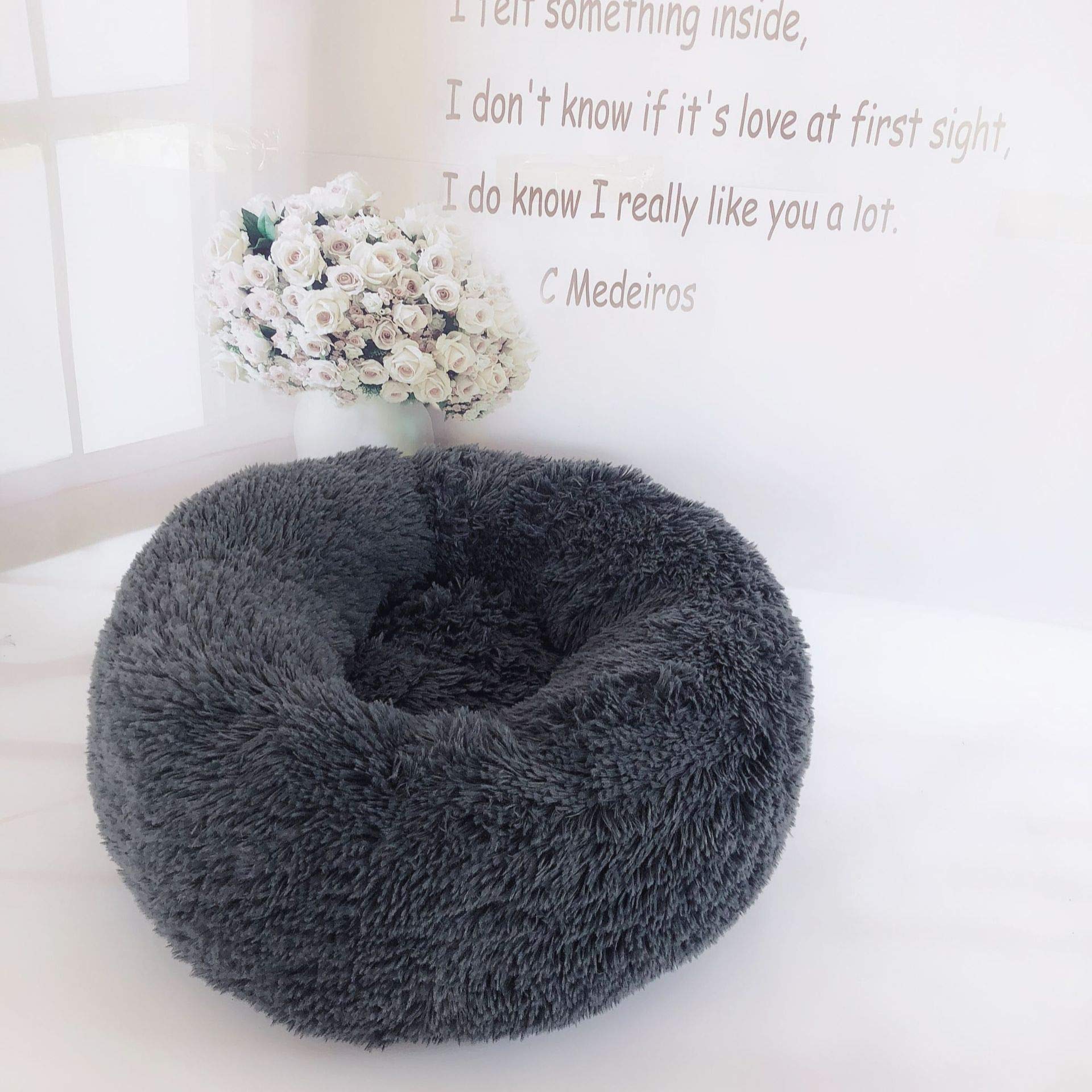 Premium Round Pet Bed for Cats & Small Dogs - 60cm Soft Cuddler Cushion | Cozy Sleeping Spot for Home, Office & Travel