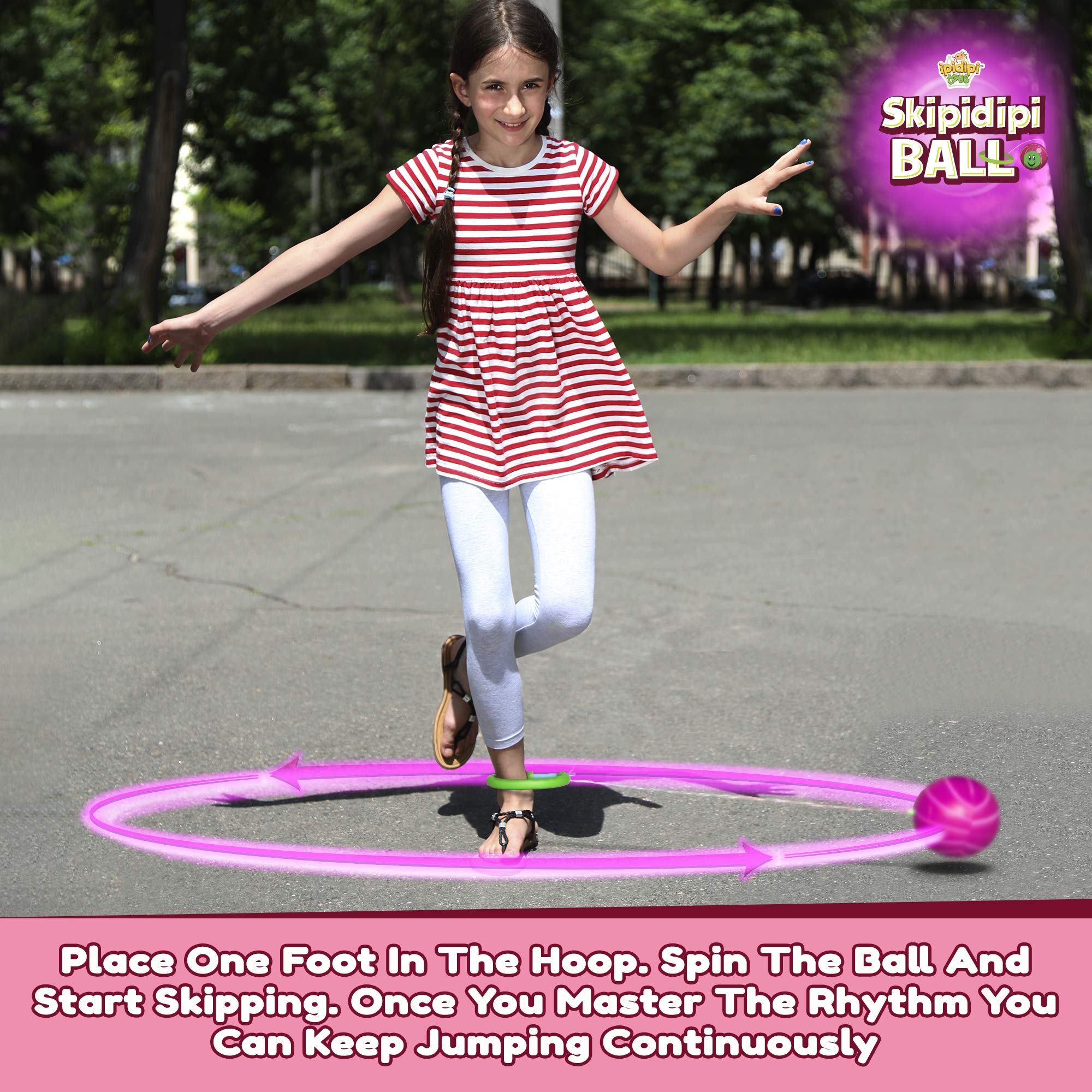 IPIDIPI TOYS Pink Retro Jumping Hopper - Ankle Jump Rope Skip Ball for Kids Ages 5-12 | Improve Coordination & Balance | Fun Outdoor Exercise Toy | Perfect Birthday Gift for Boys & Girls | Great for Playground, Backyard & School PE Activities
