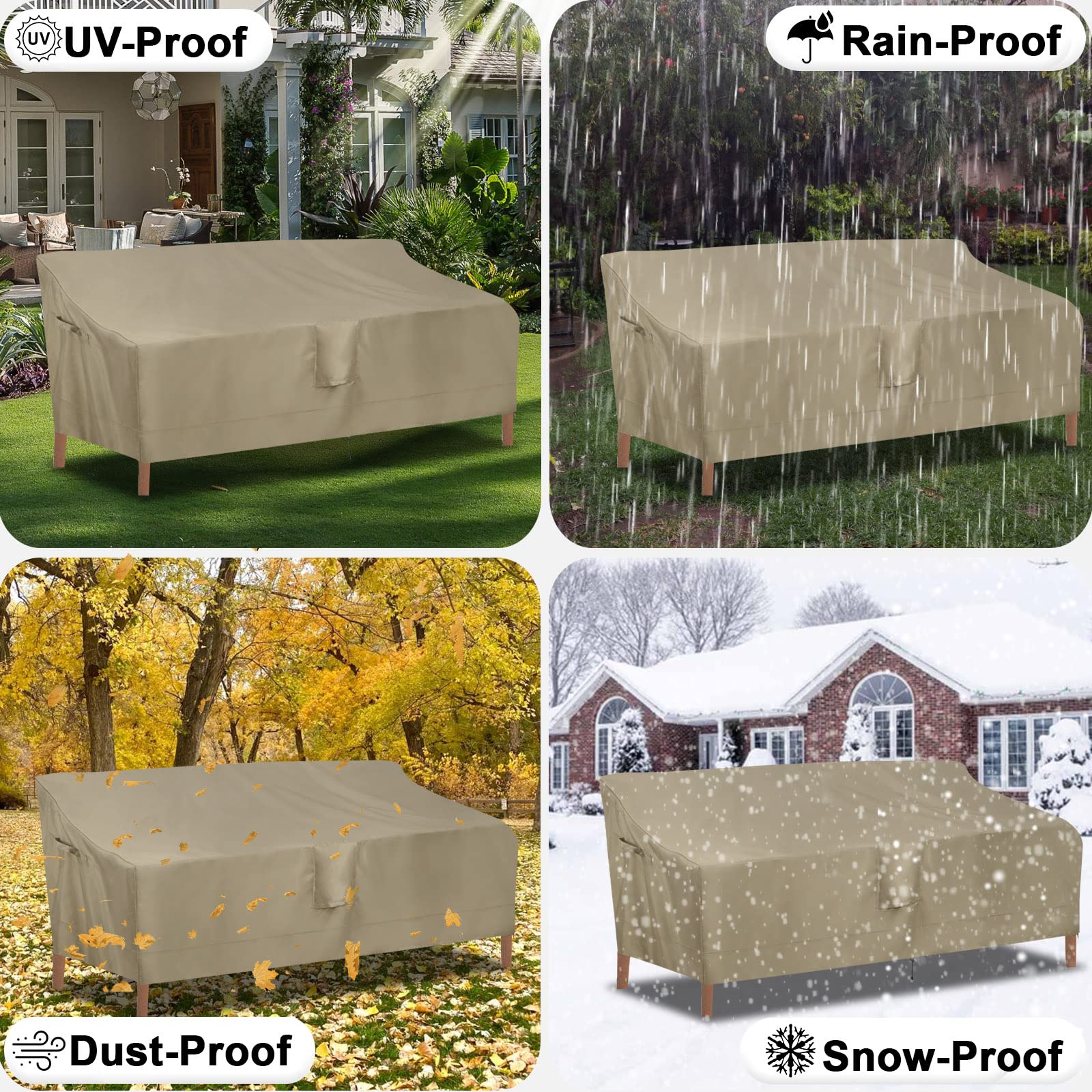 Outdoor Waterproof 4-Seater Patio Couch Cover - Heavy Duty UV Resistant Sofa Furniture Protector for Outdoor Use, Weatherproof Glider Cover 104