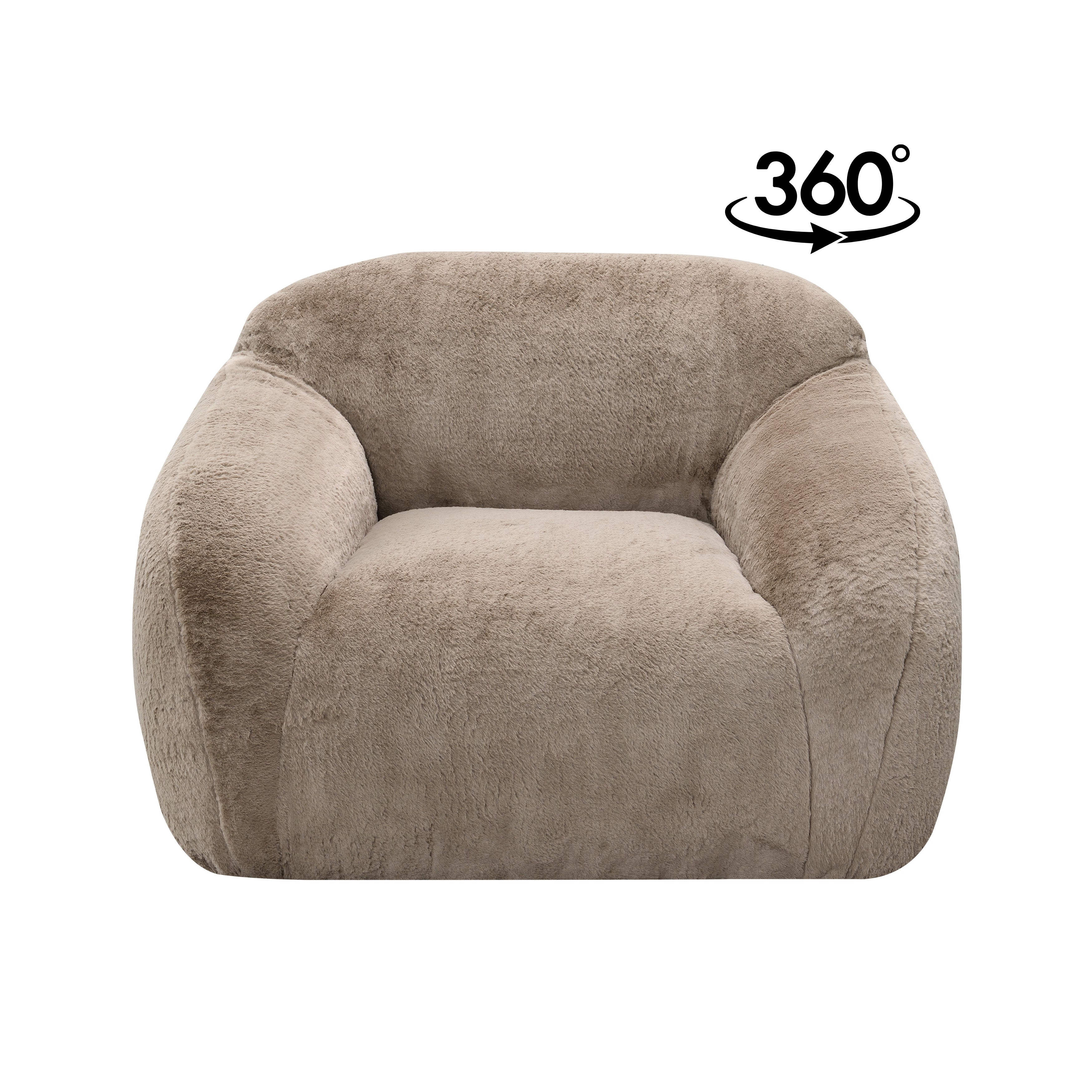 Roundhill Furniture Adell Polar Bear 2-Piece Living Room Set - Sofa & Swivel Chair for Cozy Home Decor | Perfect for Small Spaces, Apartments & Family Gatherings
