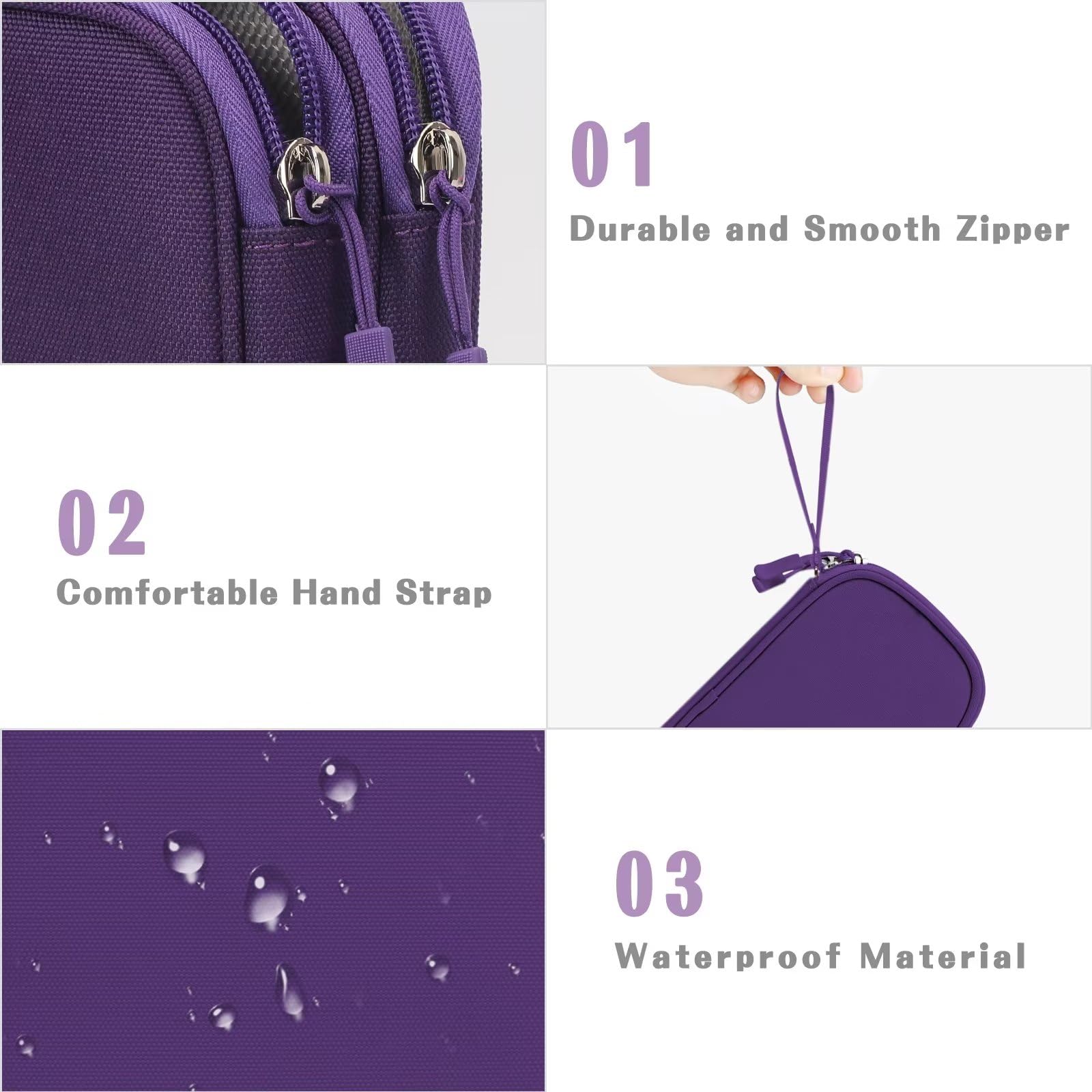 FYY Electronic Organizer Bag - Waterproof Travel Cable Organizer Pouch with Double Layers for Charger, Phone, Earphone & Accessories - Purple | Perfect for Travel, Office & Home Storage