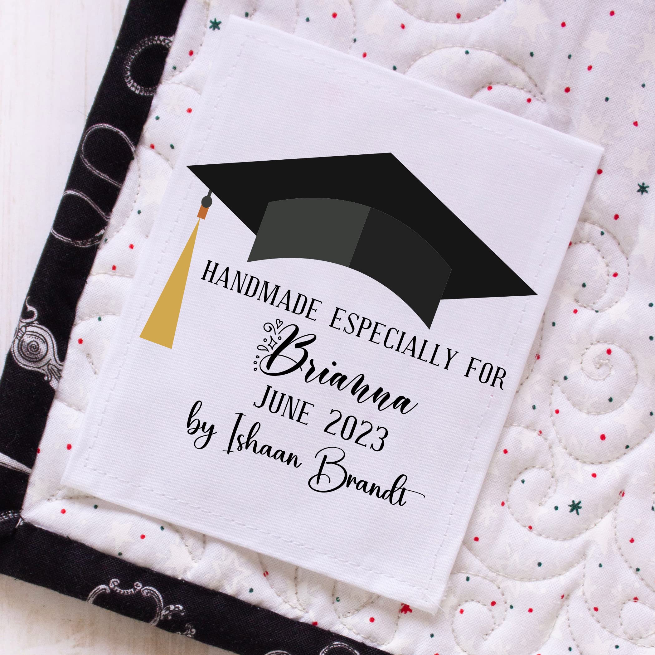 Personalized Graduation Quilt Label - Custom Date, Graduate & Maker Name - Perfect for High School & College Graduation Gifts, Memory Keepsakes & DIY Quilting Projects