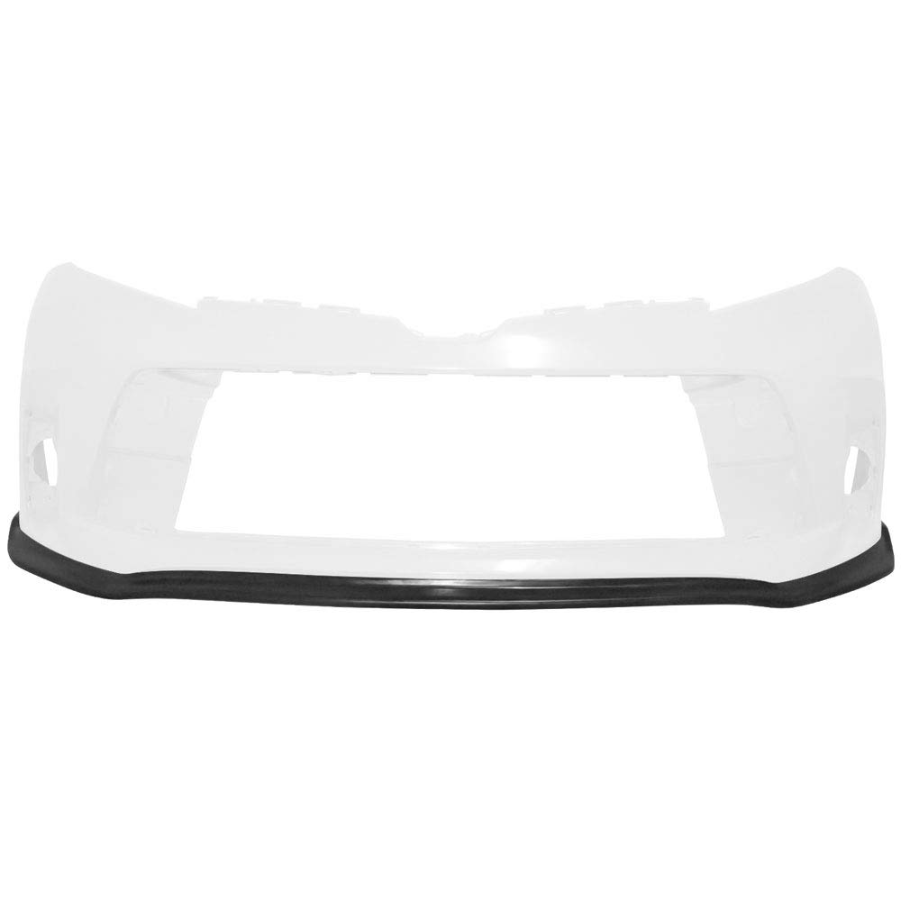 IKON MOTORSPORTS Front Bumper Lip for 2018-2020 Toyota Sienna | CK Style Polyurethane PU Unpainted Black Front Lip Spoiler | Enhances Aerodynamics & Style | Perfect for Car Enthusiasts & Custom Builds