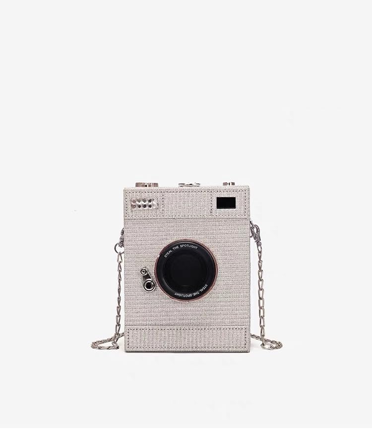 Sparkly Glitter Camera Shaped Crossbody Bag - Women's Evening Clutch Purse for Parties, Date Nights & Special Occasions