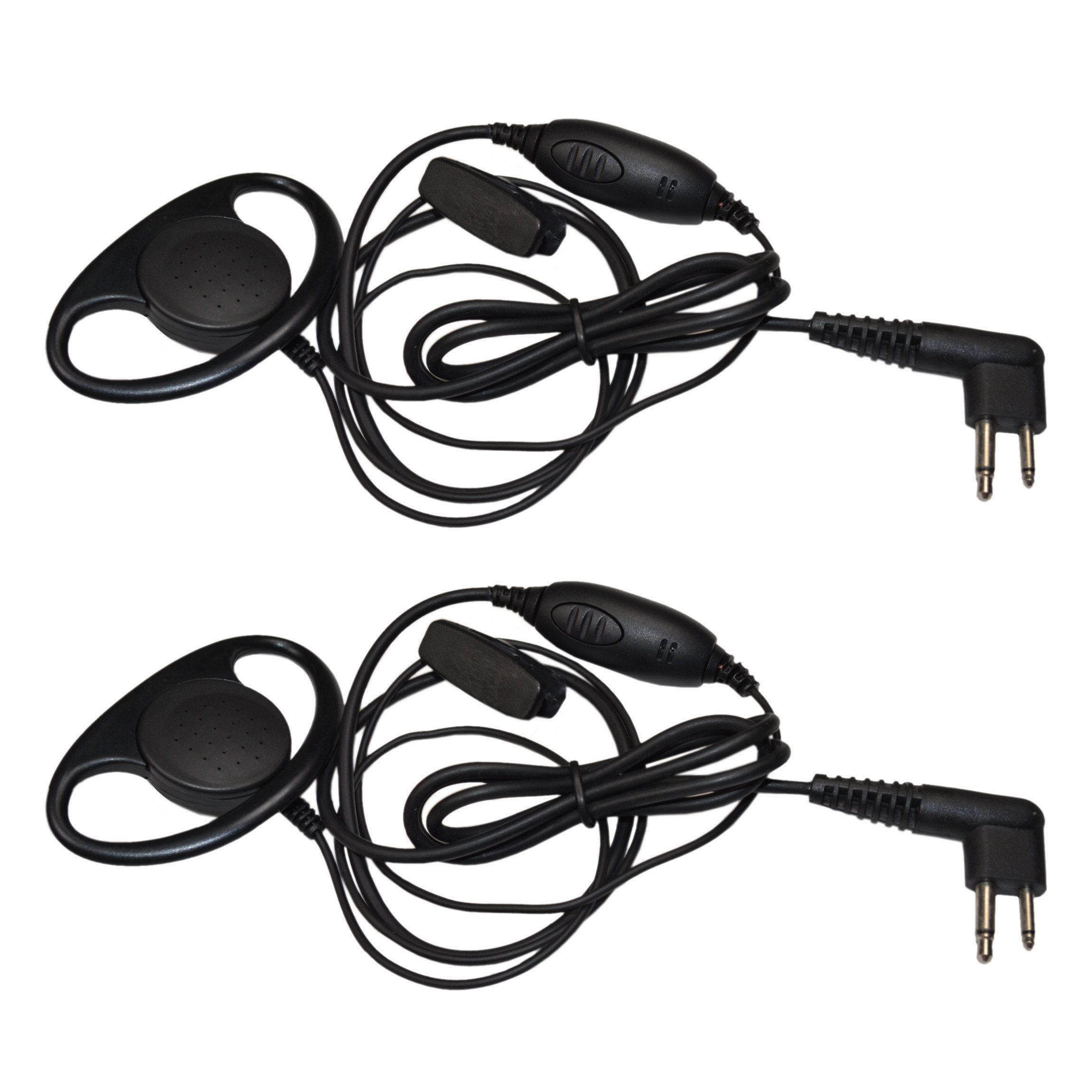 HQRP 2-Pack D-Shape Earpiece Headset with PTT Microphone - Compatible with Motorola RDV-5100, RDV-2020, AU-1200, AV-1200 Sun Meter - Ideal for Security, Construction & Two-Way Radio Communication