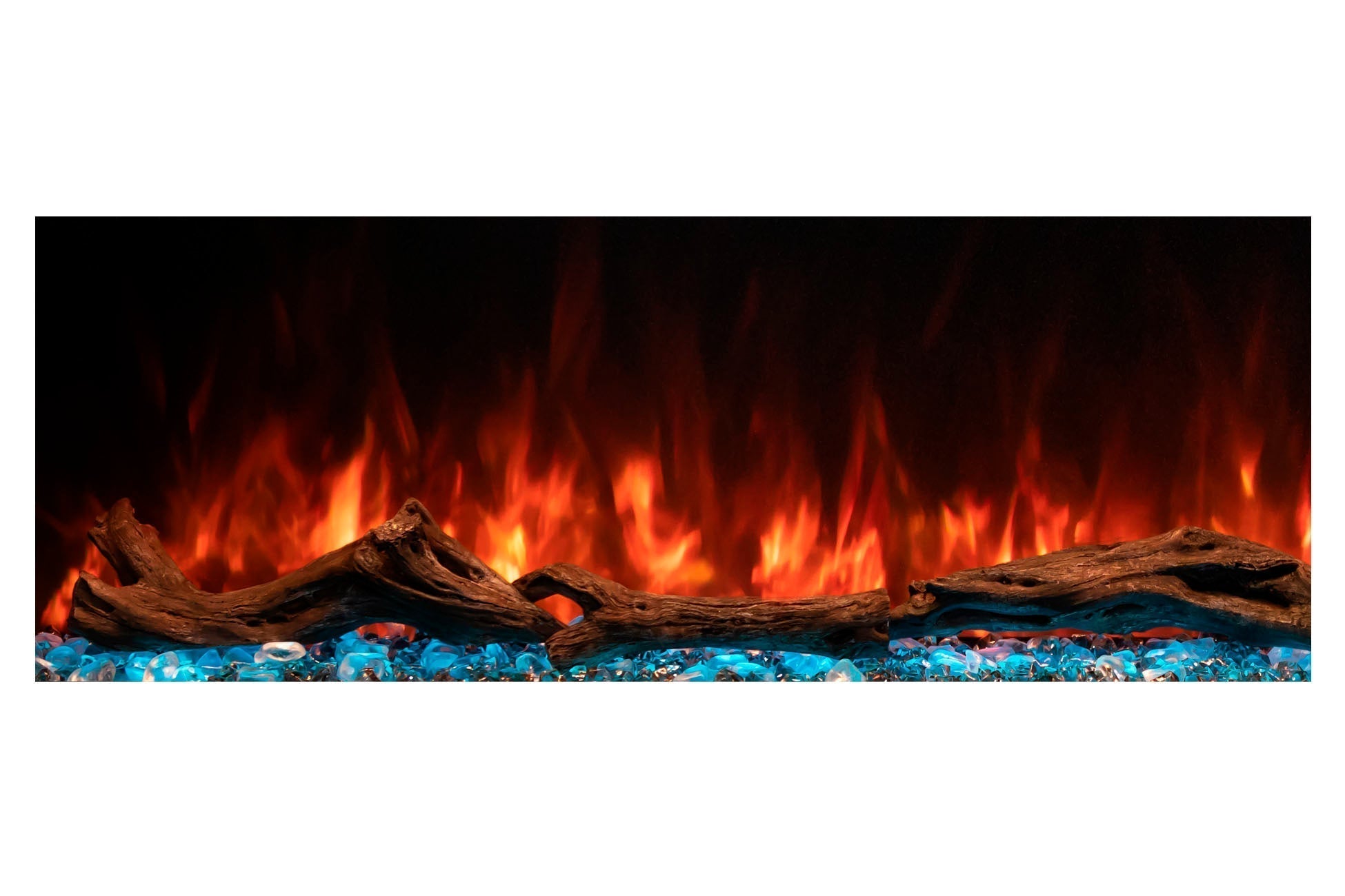 Modern Flames Landscape Pro 70'' Electric Fireplace Wall Mount with Weathered Walnut Mantel - Perfect for Living Room, Bedroom & Office Ambiance