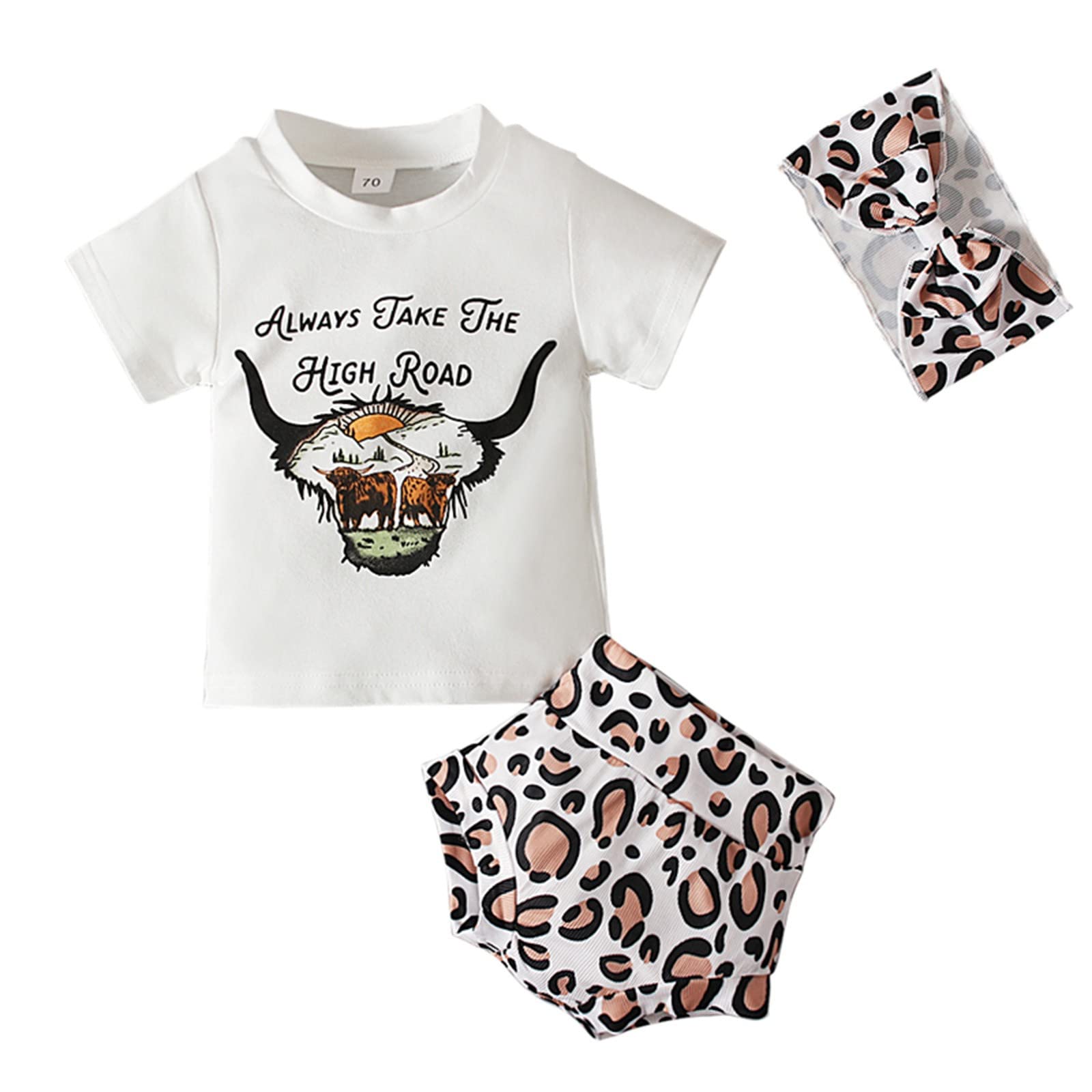 Cute Cartoon Leopard Print Summer Outfit Set for Newborn Toddler Girls - Letter Top, Shorts & Headband - Perfect for Playdates, Beach Trips & Family Photos