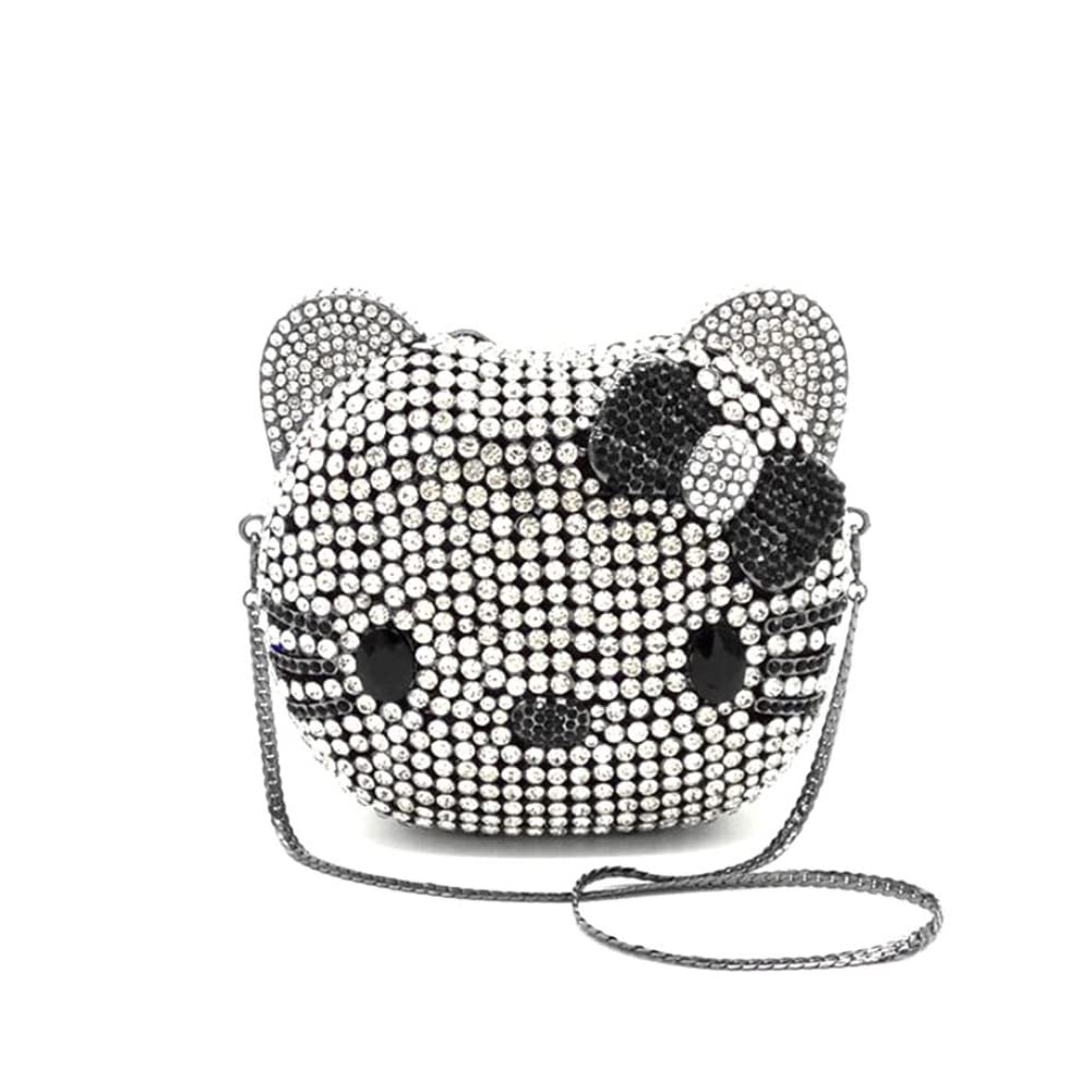 DEBIMY Cute Cat Crystal Clutch Purse for Women - Elegant Evening Bag & Party Handbag for Girls, Perfect for Holiday Events, Date Nights & Special Occasions