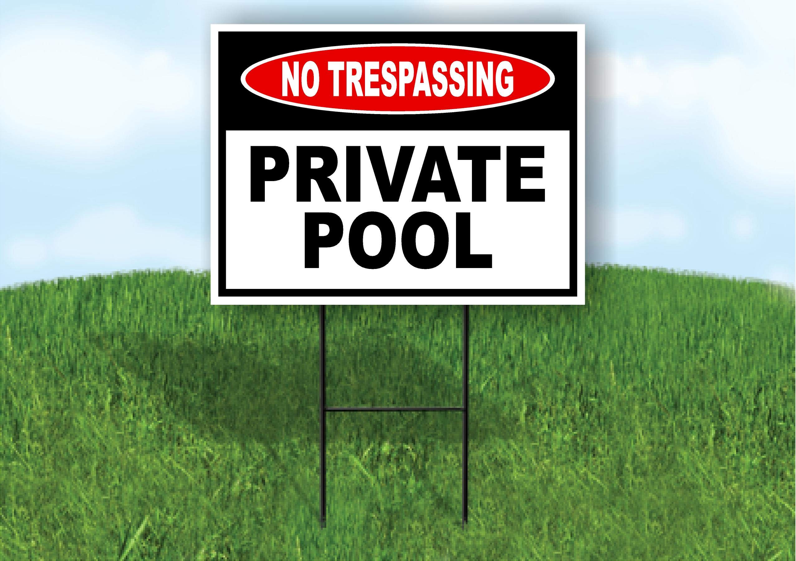 No Trespassing Private Pool Sign - Single Sided Durable Yard Sign with Stand | Outdoor Warning Sign for Swimming Pool, Backyard & Property Protection