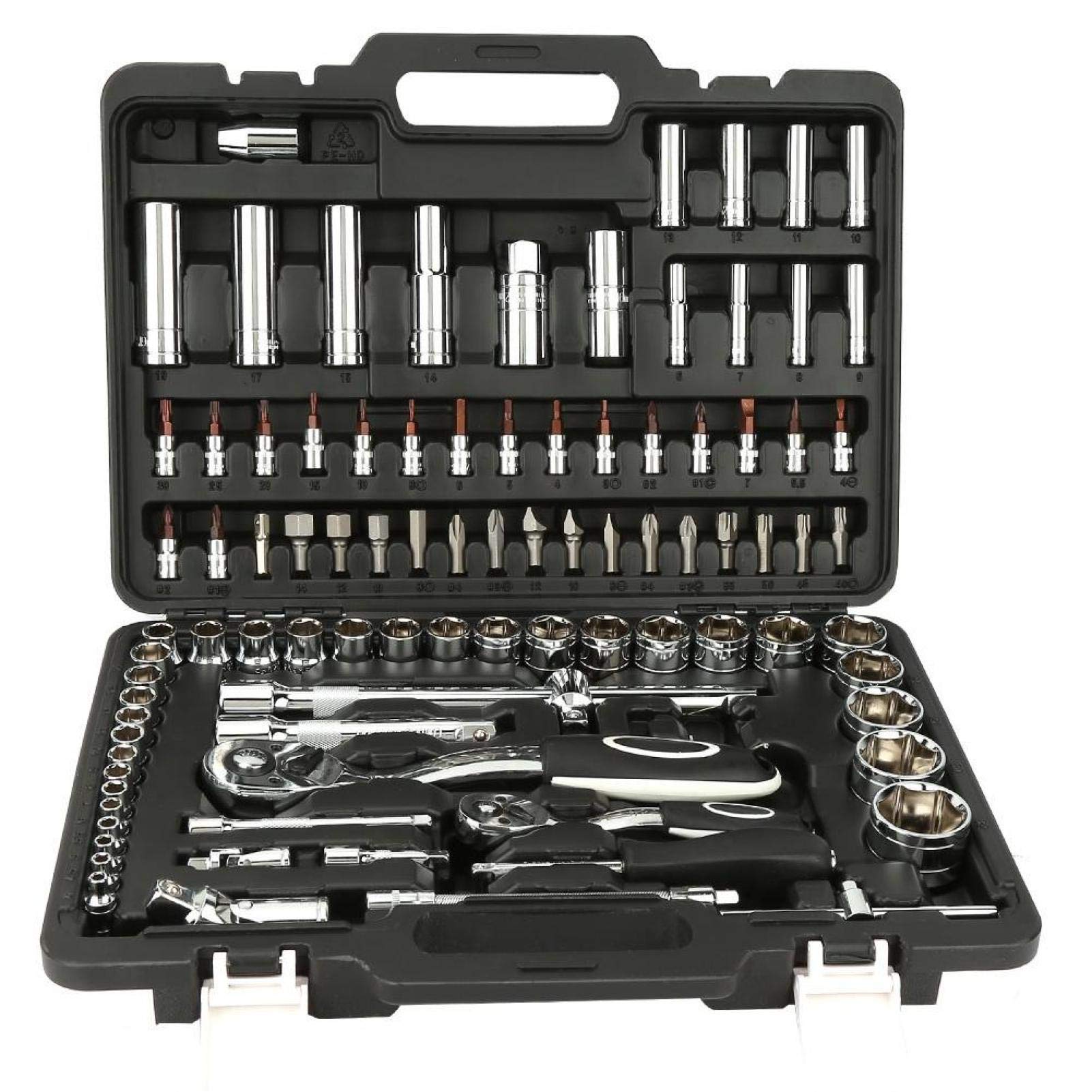 94-Piece Chrome Vanadium Steel Socket Wrench Set - Portable Repair Tool Kit with Molded Case for DIY Auto Maintenance & Home Improvement | Perfect for Car Repair, Bike Maintenance & Household Fixes
