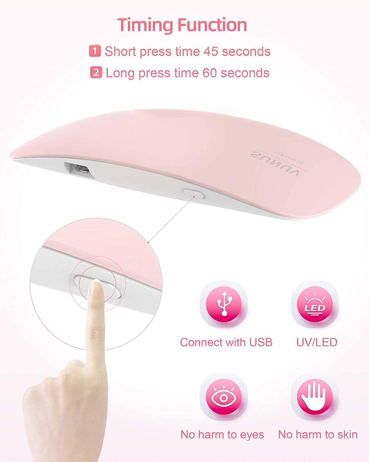 Eopzo Mini UV LED Nail Lamp - 6W Portable Gel Nail Polish Dryer for Manicure, Cures All Kinds of Gel Nails, Foldable Design with USB Power (Multi Color) - Perfect for Home Nail Art, Salon Use & Travel Manicures