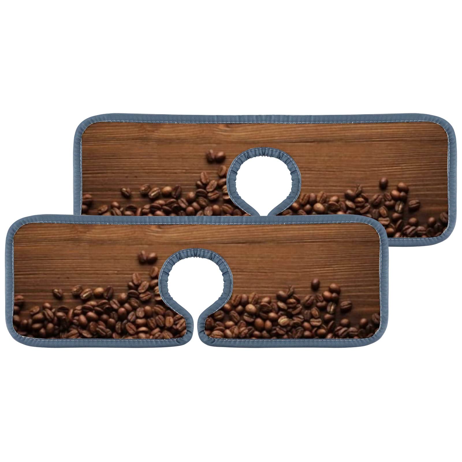 Non-Slip Sink Faucet Mat Set - 3 Pack Absorbent Splash Guard Pads for Kitchen & Bathroom Countertops - Black & Coffee Brown - Waterproof, Stain Proof for RV, Home & Office Use
