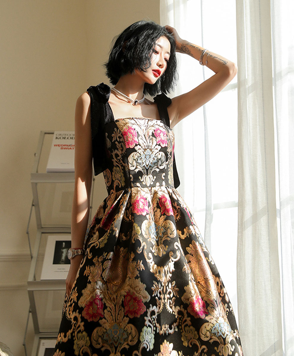 Elegant Satin Long Prom Dress with Floral Design - Formal Evening Gown for Homecoming, Wedding & Special Occasions