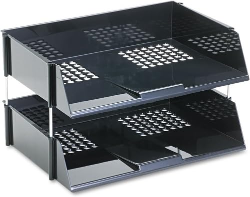 Deflecto 582704 Industrial Side-Load Stacking Trays - Heavy Duty 2-Piece Set for Warehouse Storage & Organization | Perfect for Automotive Parts, Tools & Workshop Supplies