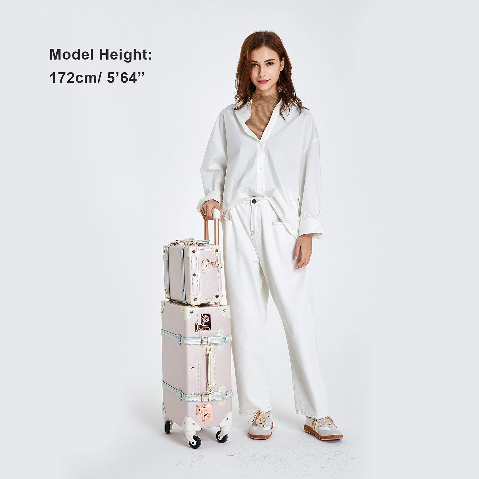 Vintage Pink Luggage Set for Women - 20