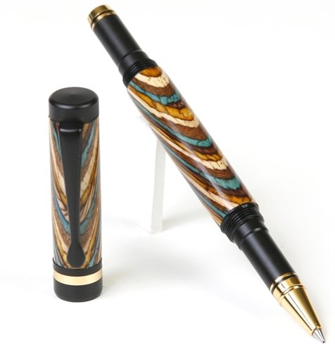 Lanier Classic Rollerball Pen - Premium Black Enamel Finish with Southwest Color Grain - Smooth Writing for Office, Business & Gift Giving