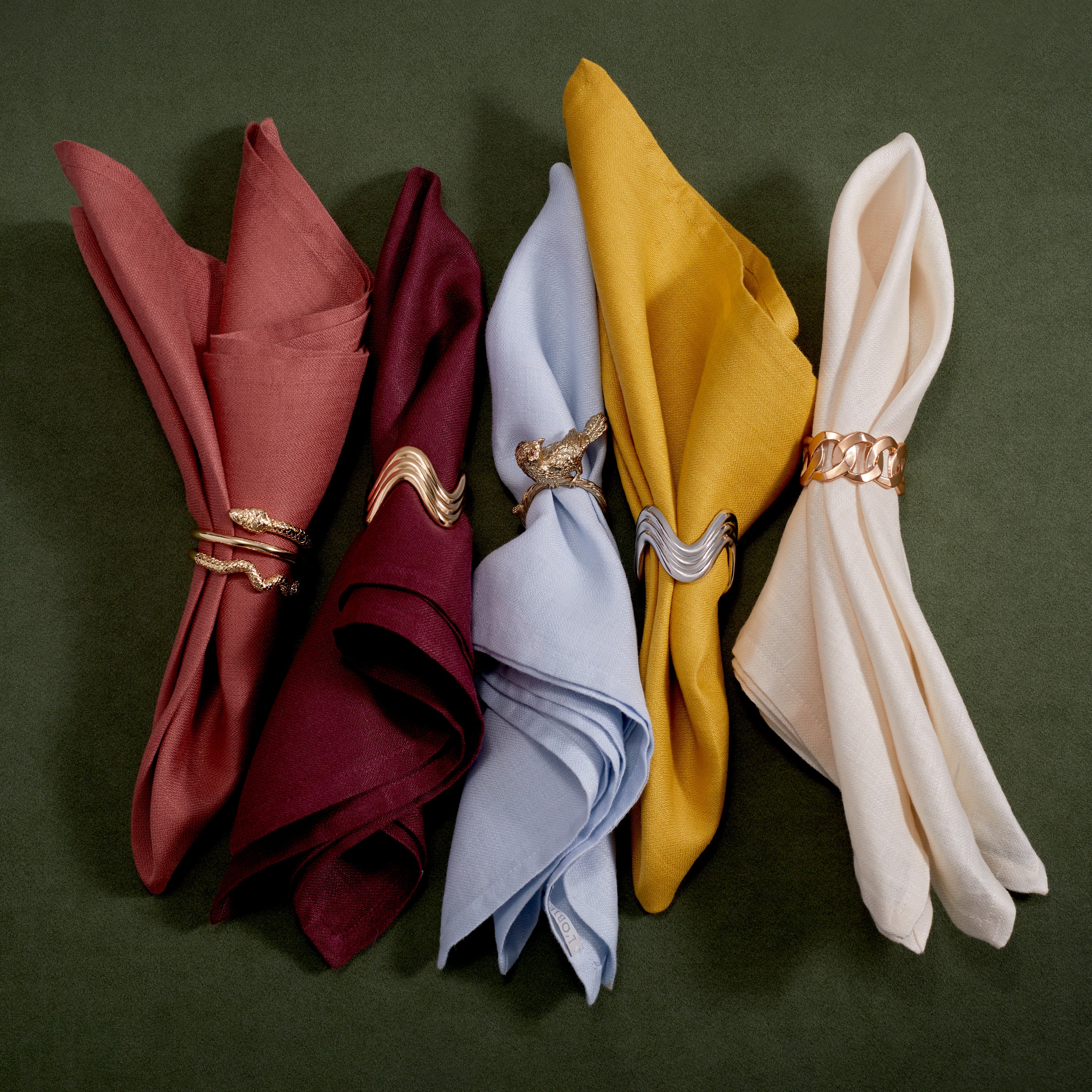 Elegant Gold Ripple Napkin Rings Set of 4 - Premium Tableware for Wedding, Dinner Party & Holiday Decor