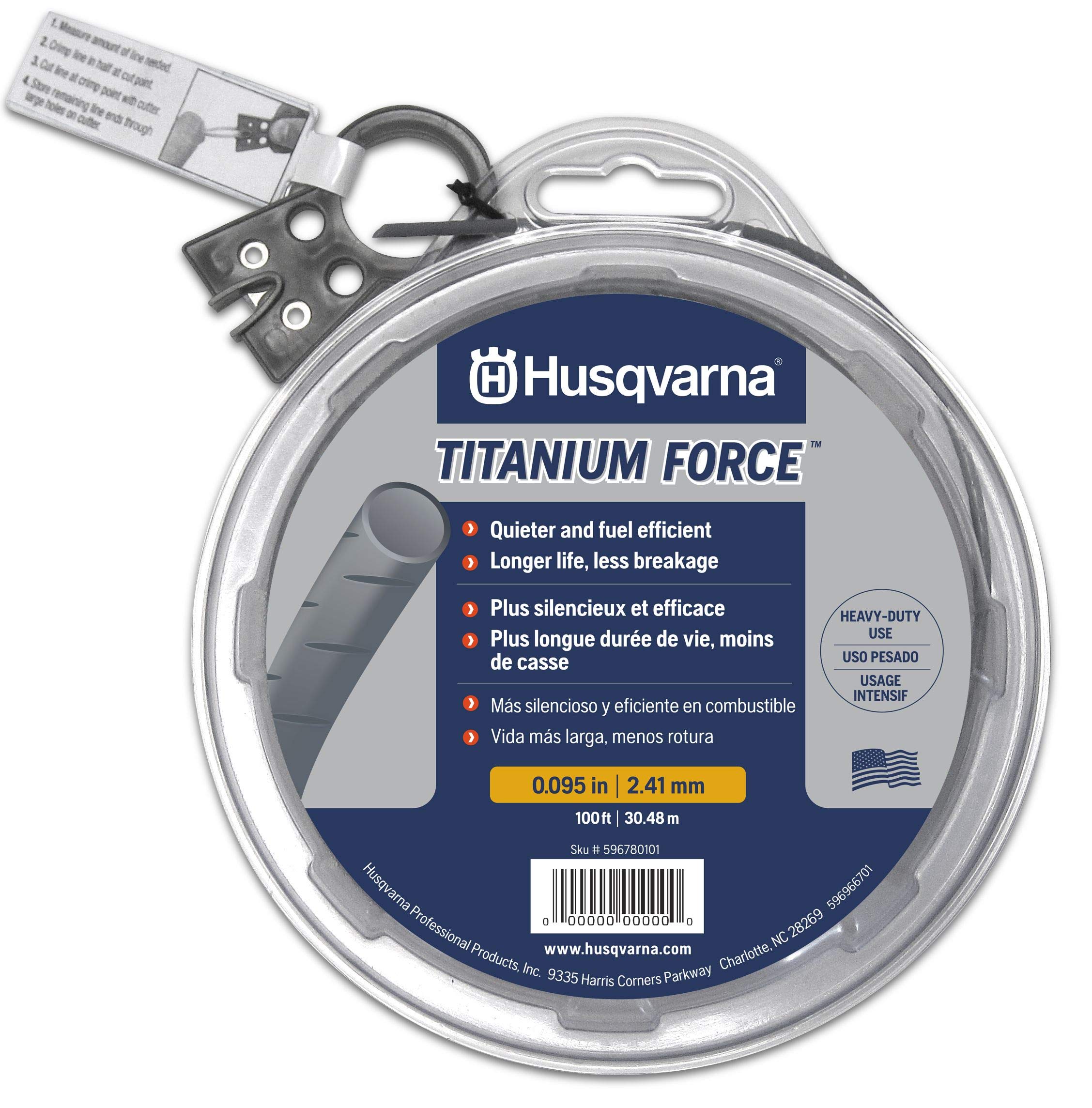 Husqvarna Titanium Force String Trimmer Line - Durable Blue/Gray Trimmer Replacement Line for Lawn Care & Yard Maintenance - Perfect for Grass Edging, Weed Trimming & Landscaping