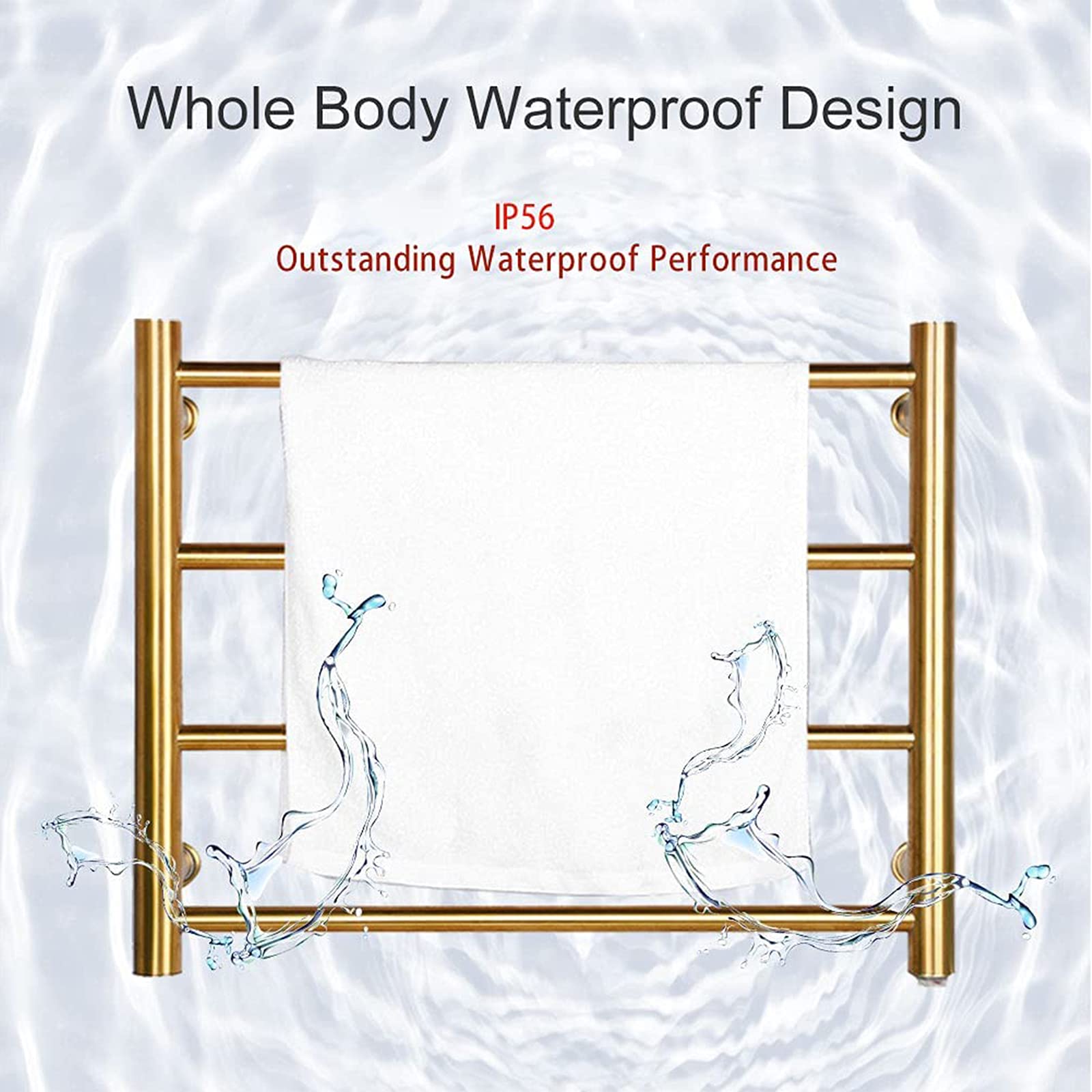 Premium 48W Electric Heated Towel Rail - 4 Bar Wall Mounted Towel Warmer with Thermostat | Brushed Gold 304 Stainless Steel Bathroom Towel Rack | Hardwired Installation for Spa-Like Luxury & Quick Drying | Perfect for Modern Homes, Hotels & Luxury Bathrooms