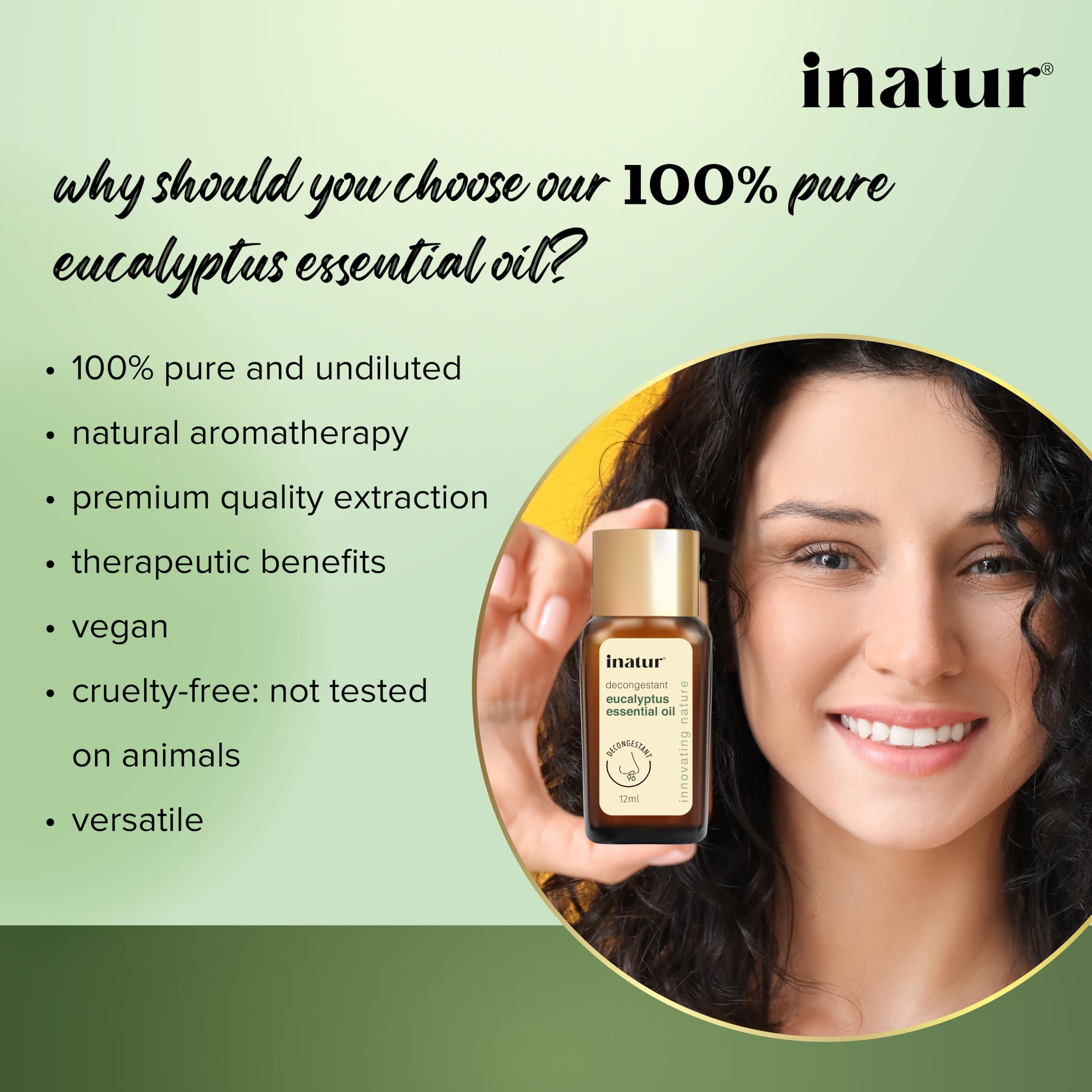 100% Pure Natural Eucalyptus Essential Oil - Therapeutic Grade, Undiluted, No Additives | 12ml for Aromatherapy, Diffuser, Massage & Skin Care