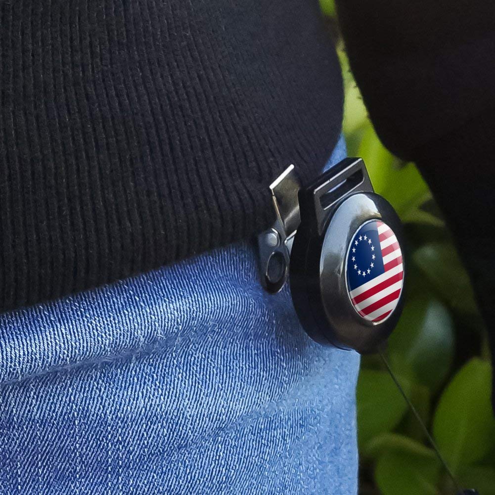 Betsy Ross 1776 American Flag Lanyard - Retractable Reel Badge Holder & ID Card Holder for Work, Events, and Security Access