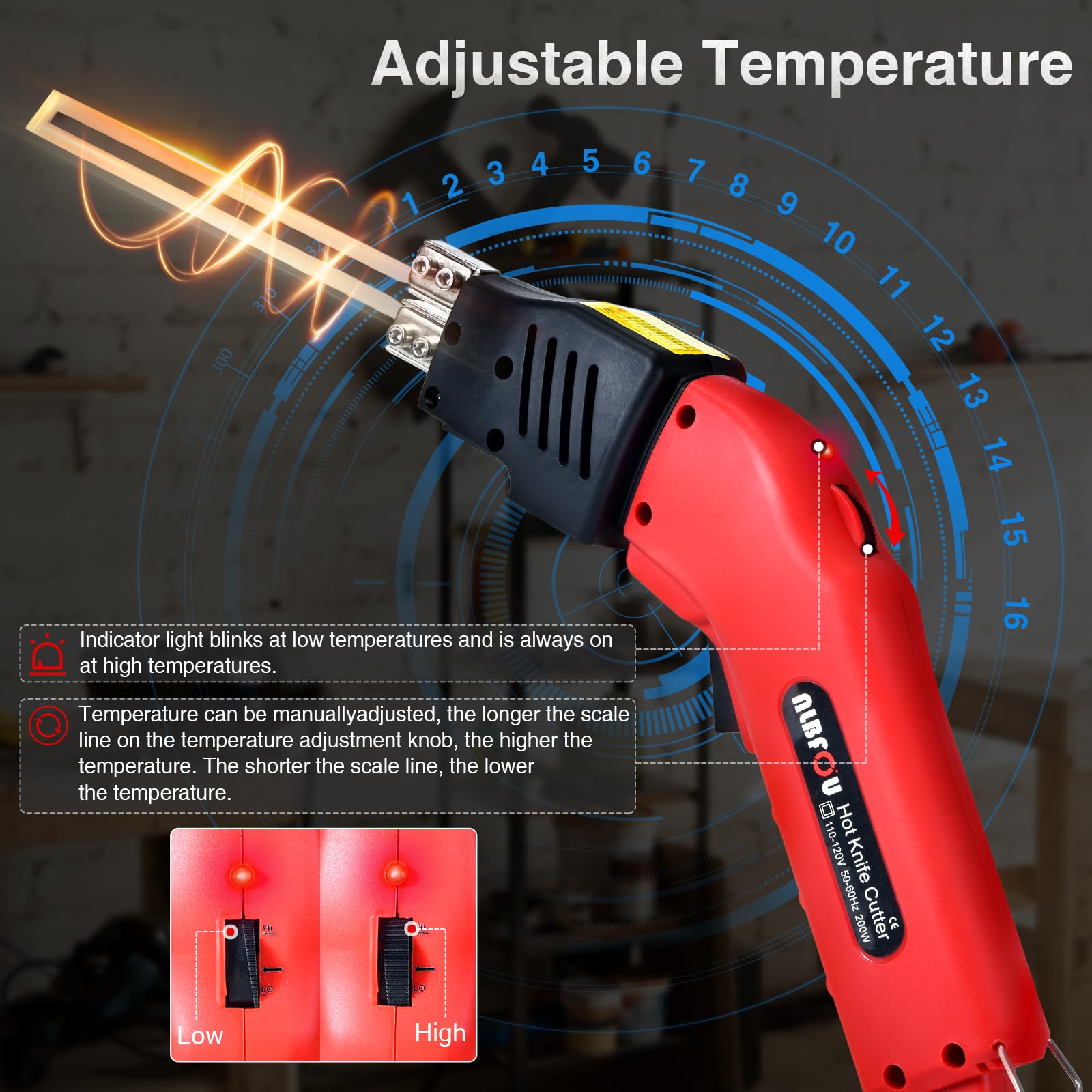 Electric Hot Knife Foam Cutter - 200W Air Cooled Styrofoam Cutting Tool with 4 Blades for XPS, EPS, EPP, EVA, EPE, KT Board, PU & Sponge - Perfect for DIY Crafts, Model Making & Packaging Projects