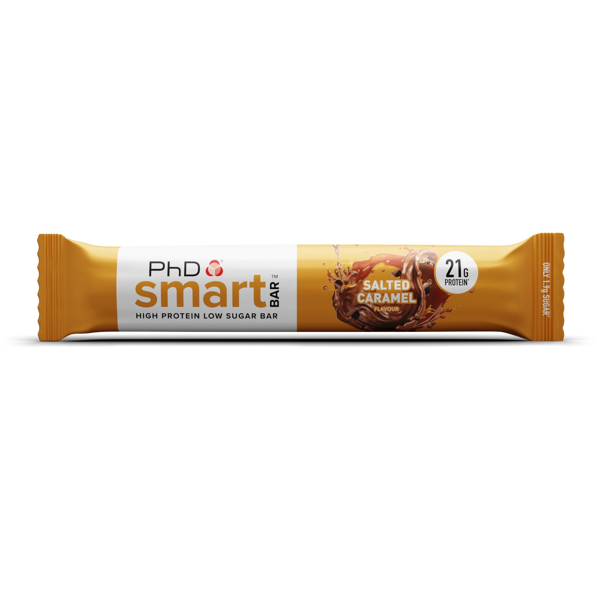 PhD Nutrition Smart Plant Bar - Low Calorie, High Protein, Low Sugar Vegan Protein Snacks (12 Pack) | 20g Plant Protein, Salted Caramel Flavor | Perfect for Gym Recovery, Healthy On-the-Go Snacking & Vegan Diet Support