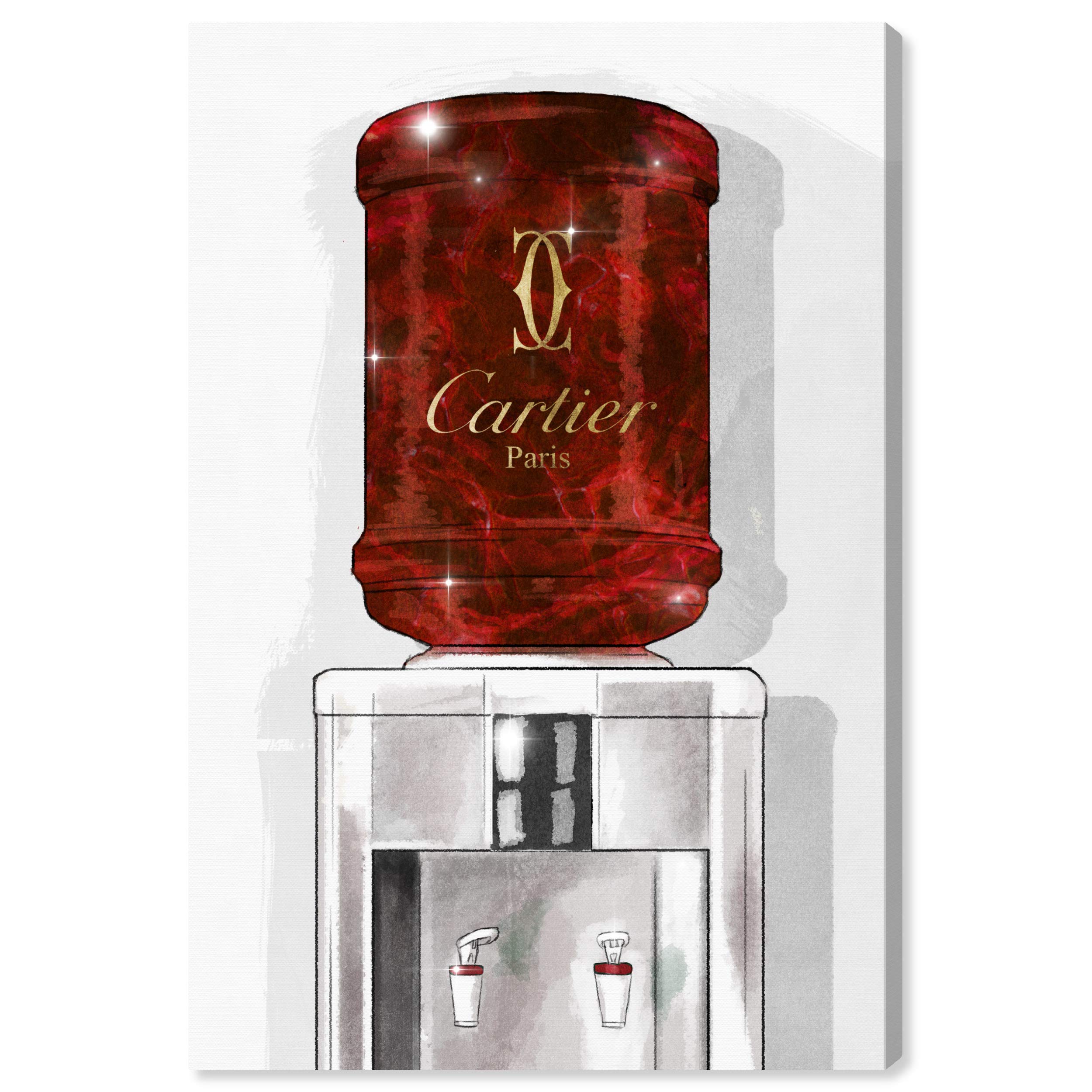 Oliver Gal Artist Co. Gold and Ruby Watercooler Fashion Wall Art Canvas Print - 30x45 Inch Modern Home Decor for Living Room, Bedroom & Office - Red and White Glamorous Artwork
