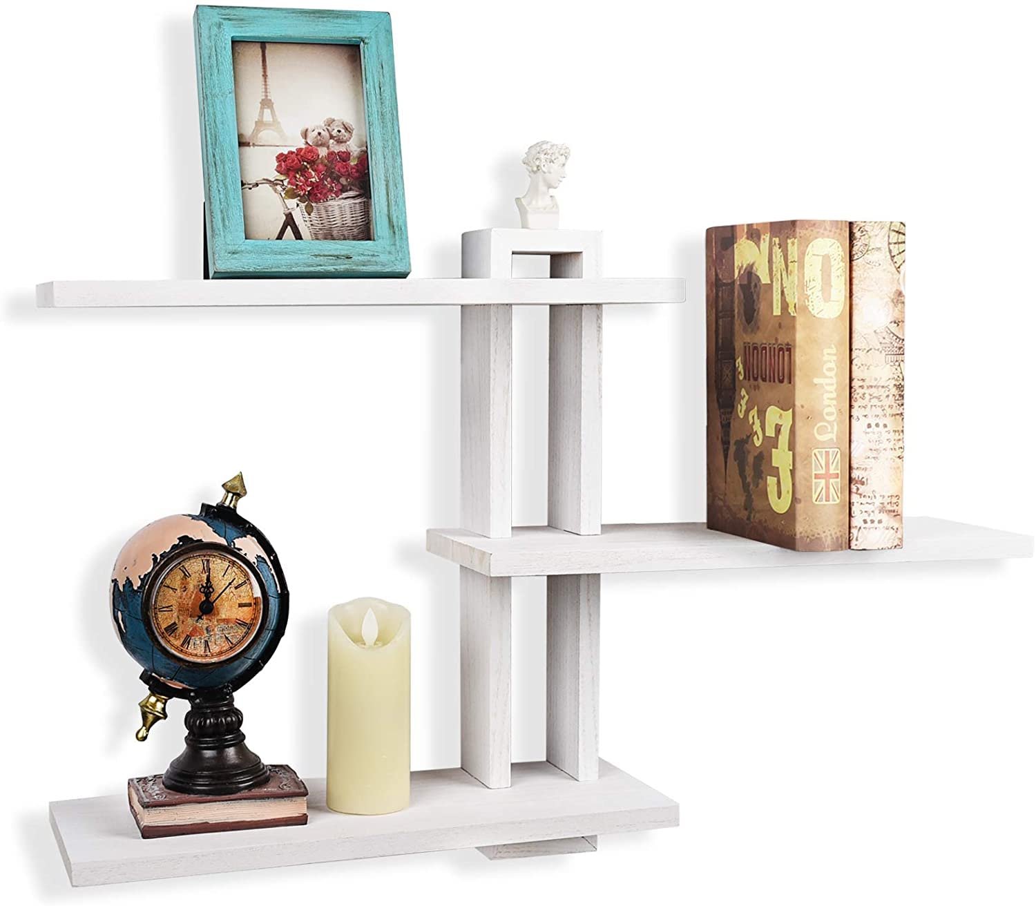 Emfogo Floating Shelves Wall Mounted - Rustic Wood Wall Shelves for Home Decor, 3 Tier Wall Shelf for Bedroom, Bathroom, Living Room, Kitchen & Laundry Room Storage & Organization - Perfect for Displaying Books, Plants, Photos & Decorative Items