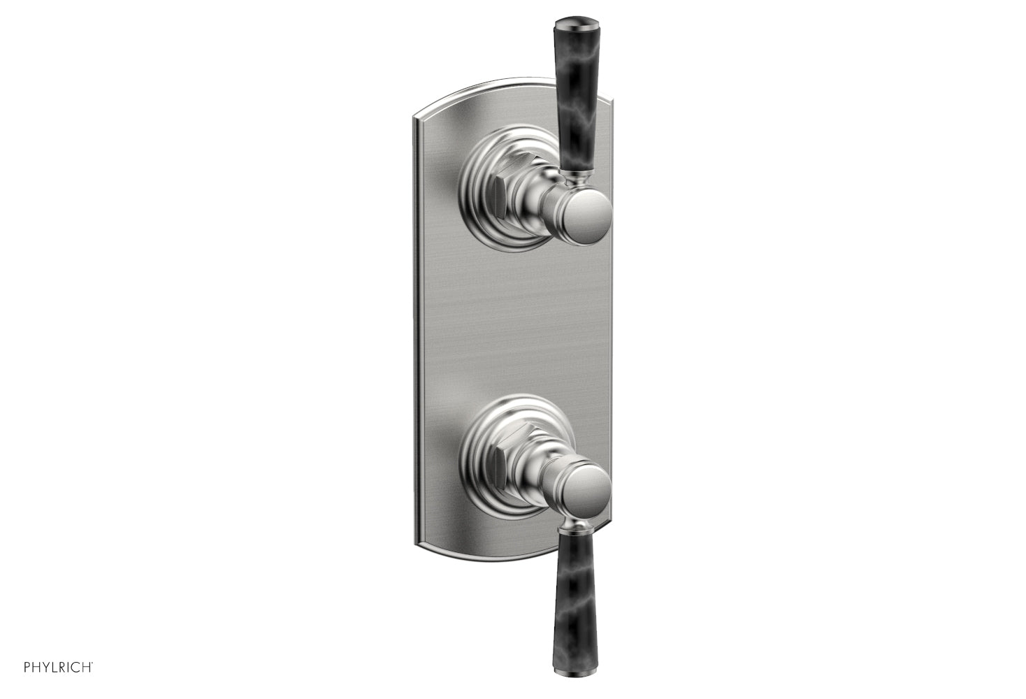 HEX TRADITIONAL / HENRI 1/2 Thermostatic Shower Valve with Volume Control & Diverter - Black Marble Handles (4 155) - Perfect for Modern Bathroom & Spa Renovations