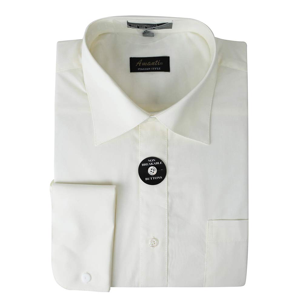 Amanti Men's French Cuff Spread Collar Dress Shirt - Premium Cotton Blend Formal Shirt for Business, Office & Wedding Occasions