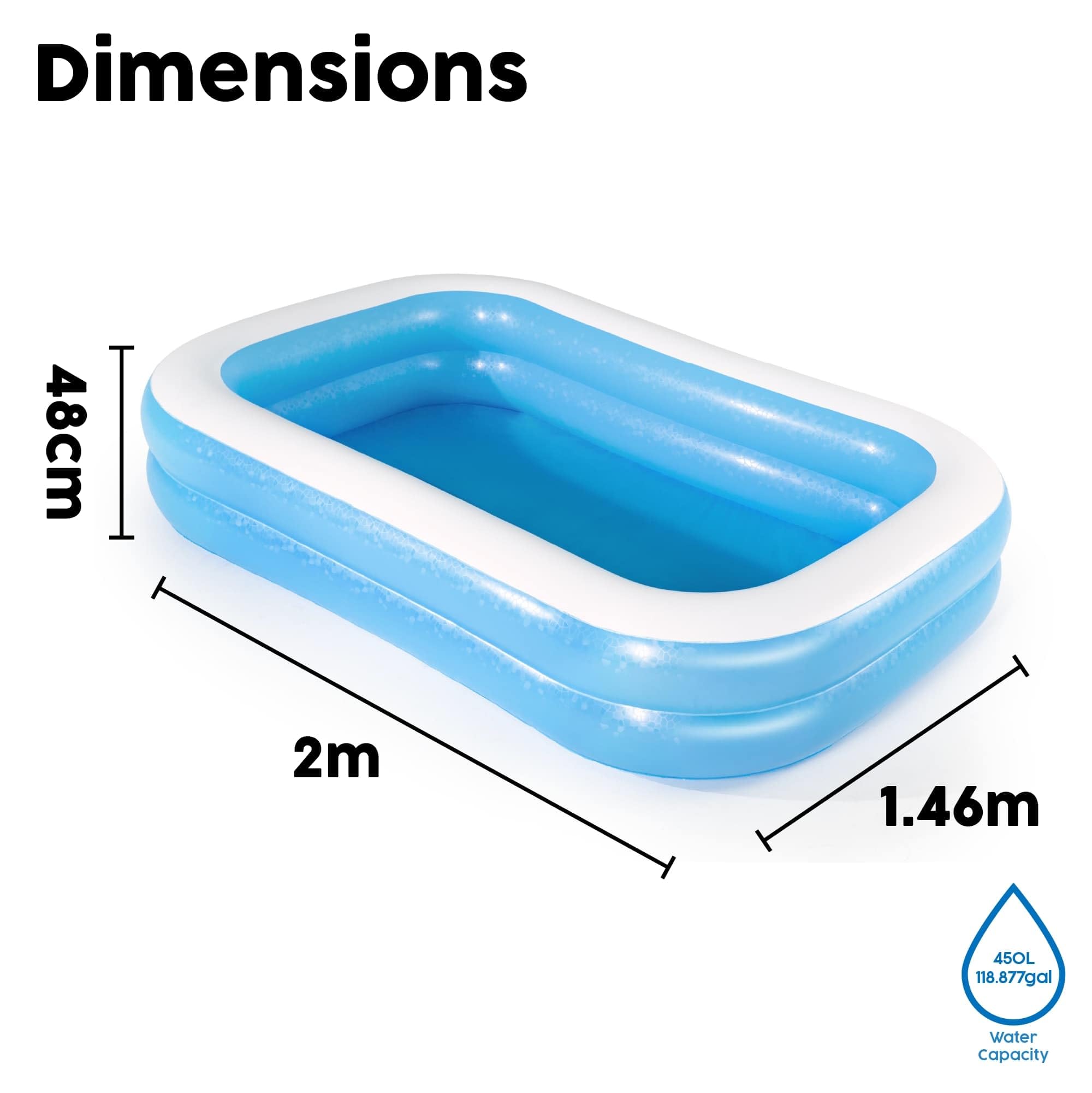 Bestway Blue Rectangular Family Swimming Pool 105.91