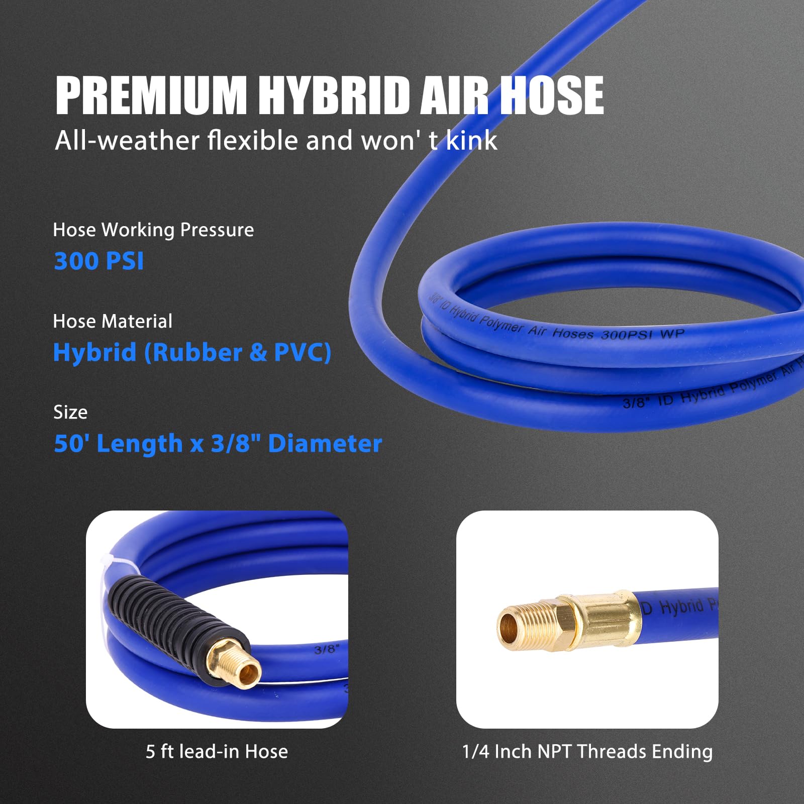 Heavy Duty Retractable Air Hose Reel - 3/8
