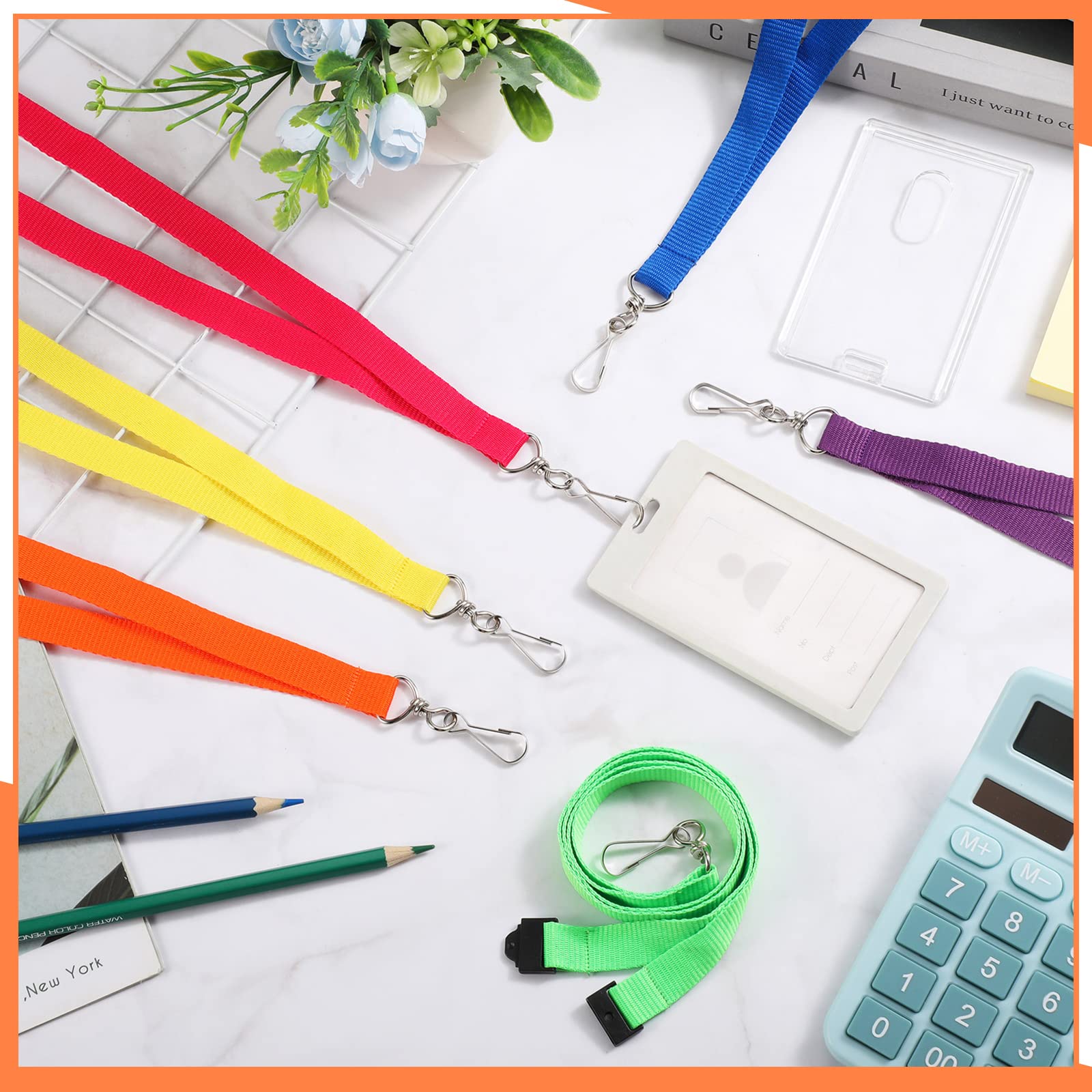 60 Pcs Breakaway Lanyards with J Hook for ID Badges - Multi Colors for Office & Events