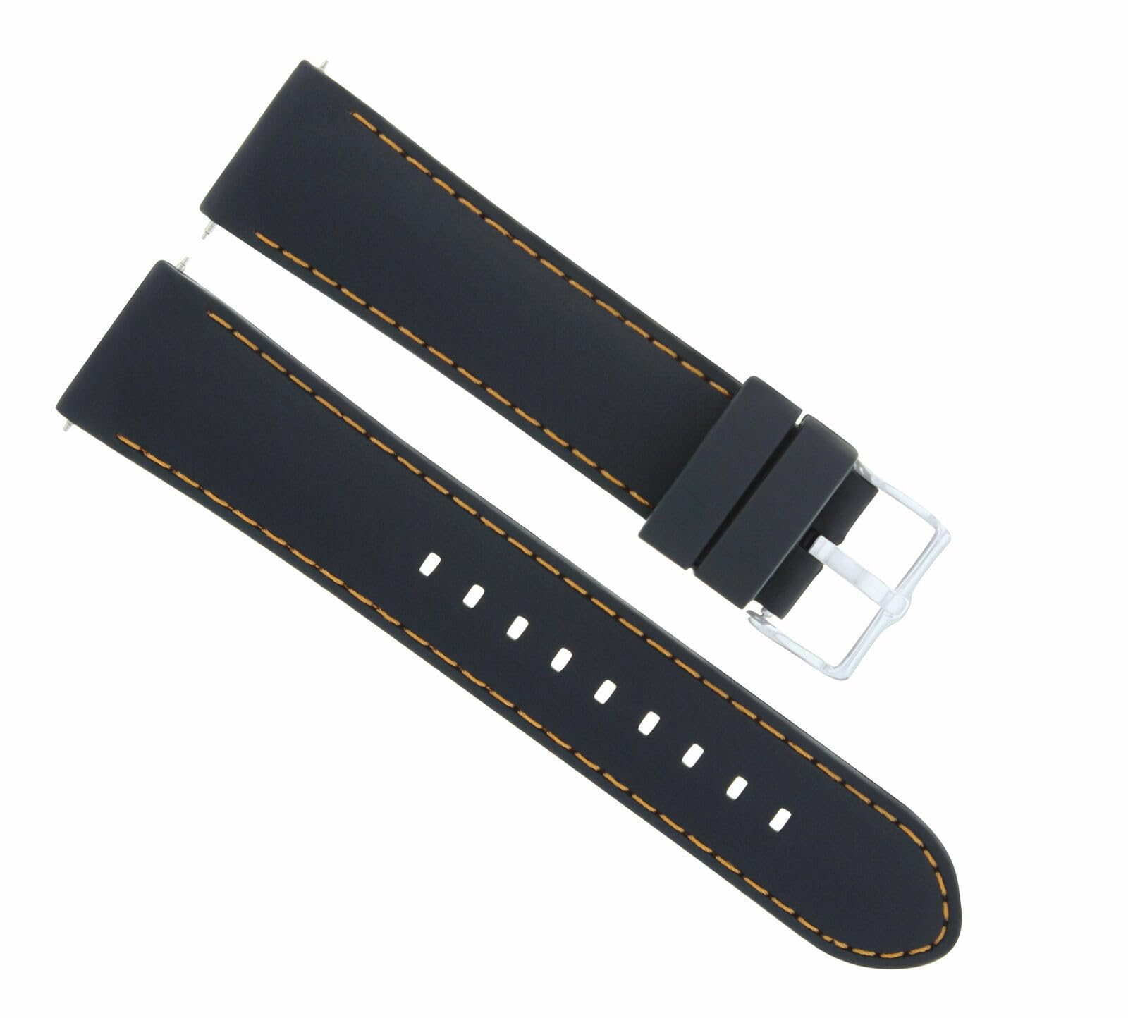 22mm Silicone Rubber Diver Watch Band Strap - Compatible with IWC Pilot Portuguese - Black & Orange Sport Watch Strap for Swimming, Diving & Outdoor Activities