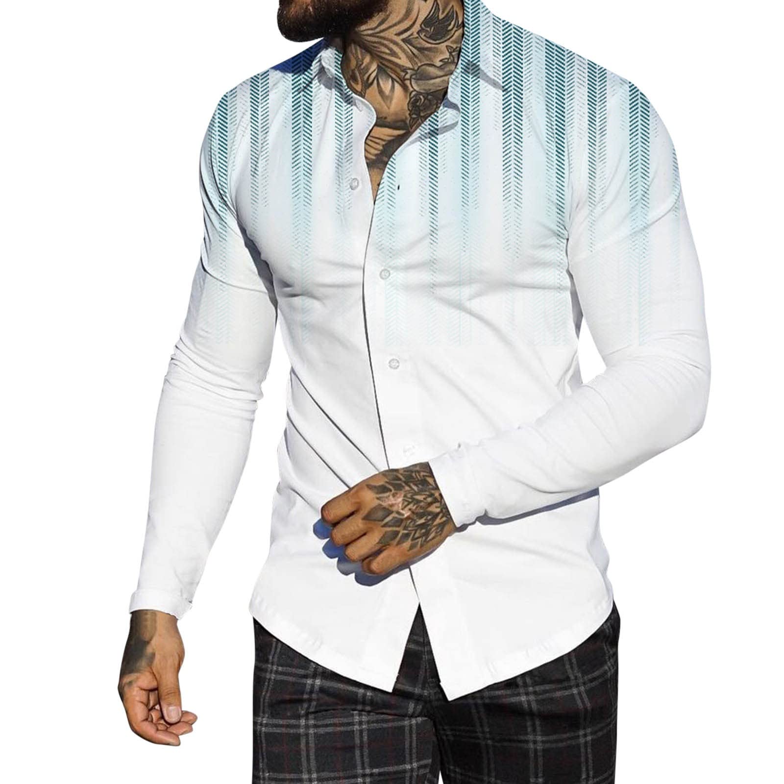 Men's Autumn Winter Single Breasted Casual Lapel Printed Long Sleeve Shirt - Beach Vacation & Outdoor Holiday Wear - Perfect for Travel, Parties, and Casual Outings